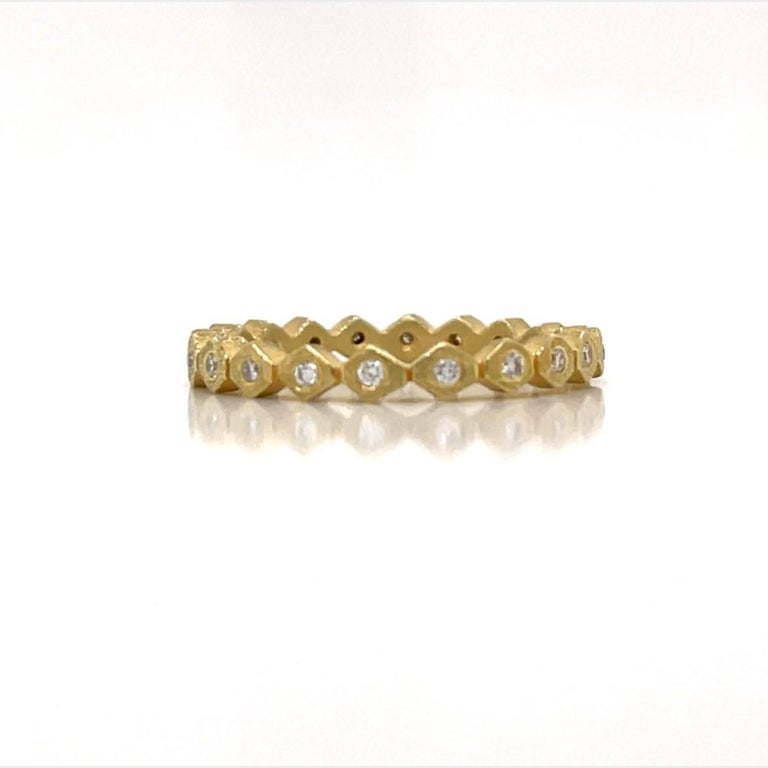 Petite Modern Diamond Eternity Band in 18k Yellow Gold For Sale at 1stDibs