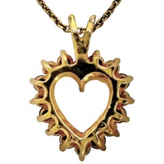 Petite Modern Gold Heart Pendant with Rubies and Diamonds