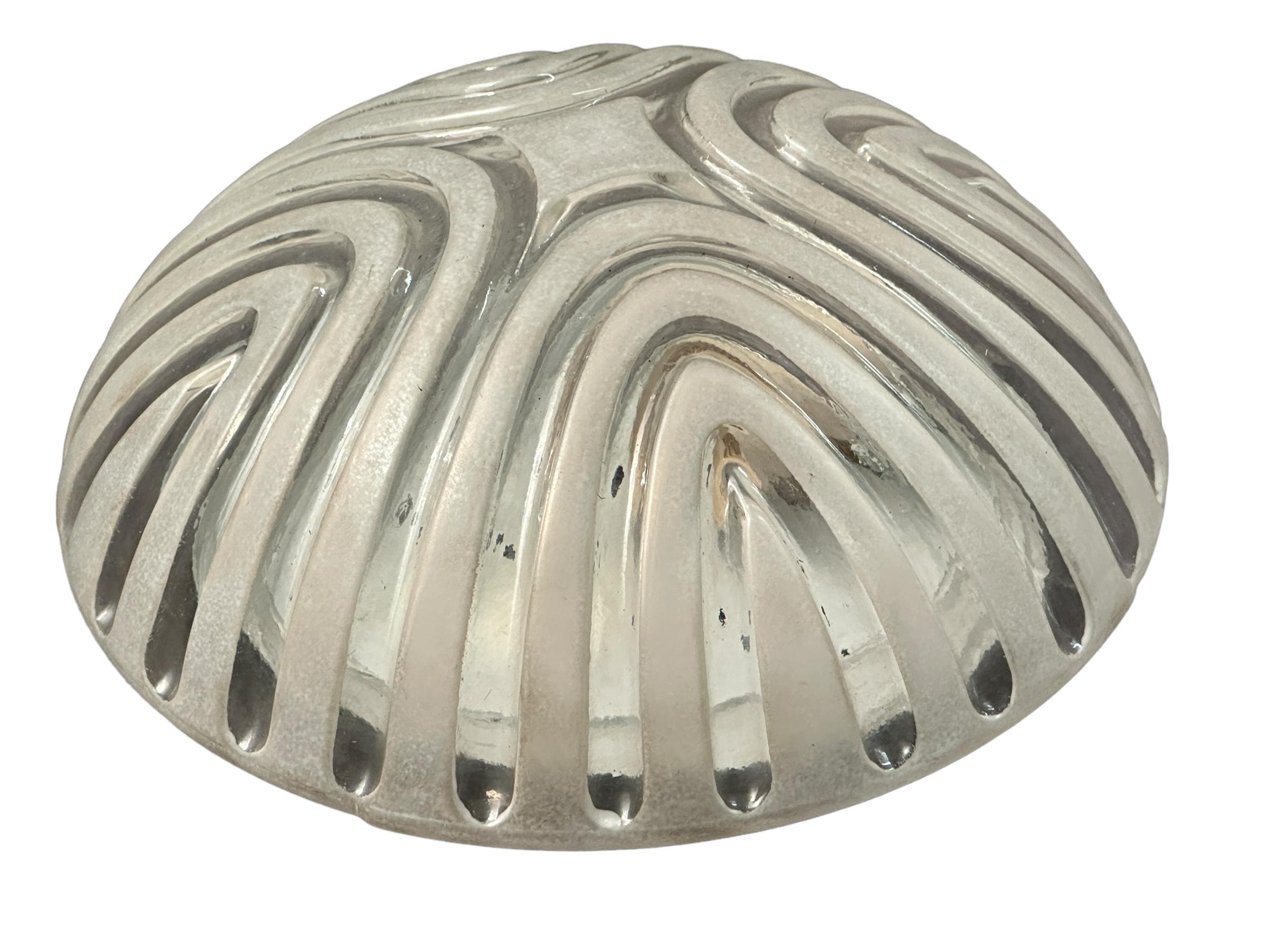 German Petite Modernist Futuristic Ice Glass Flush Mount, 1970s For Sale