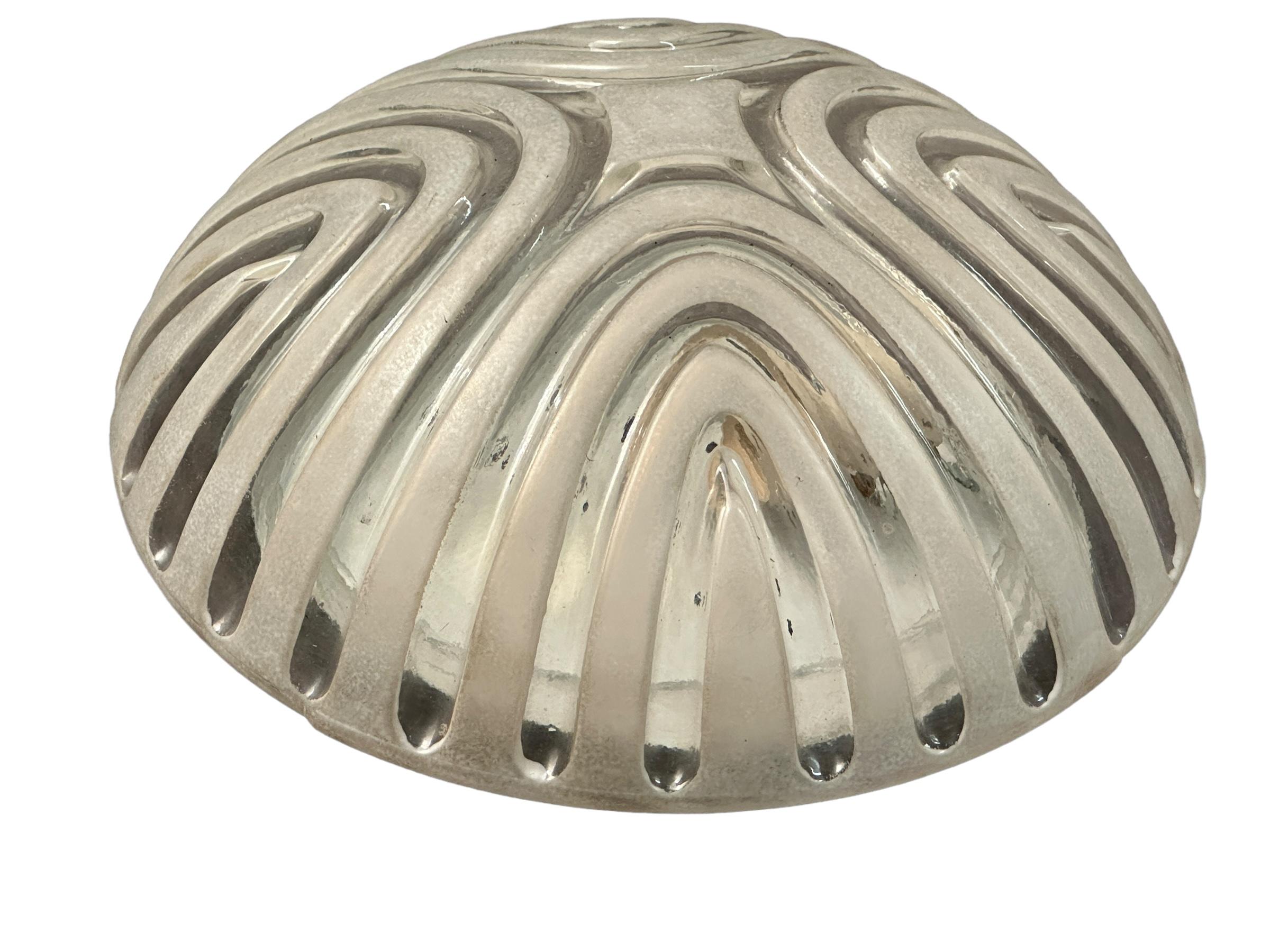 Late 20th Century Petite Modernist Futuristic Ice Glass Flush Mount, 1970s For Sale