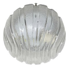 Petite Modernist Futuristic Ice Glass Flush Mount, 1980s