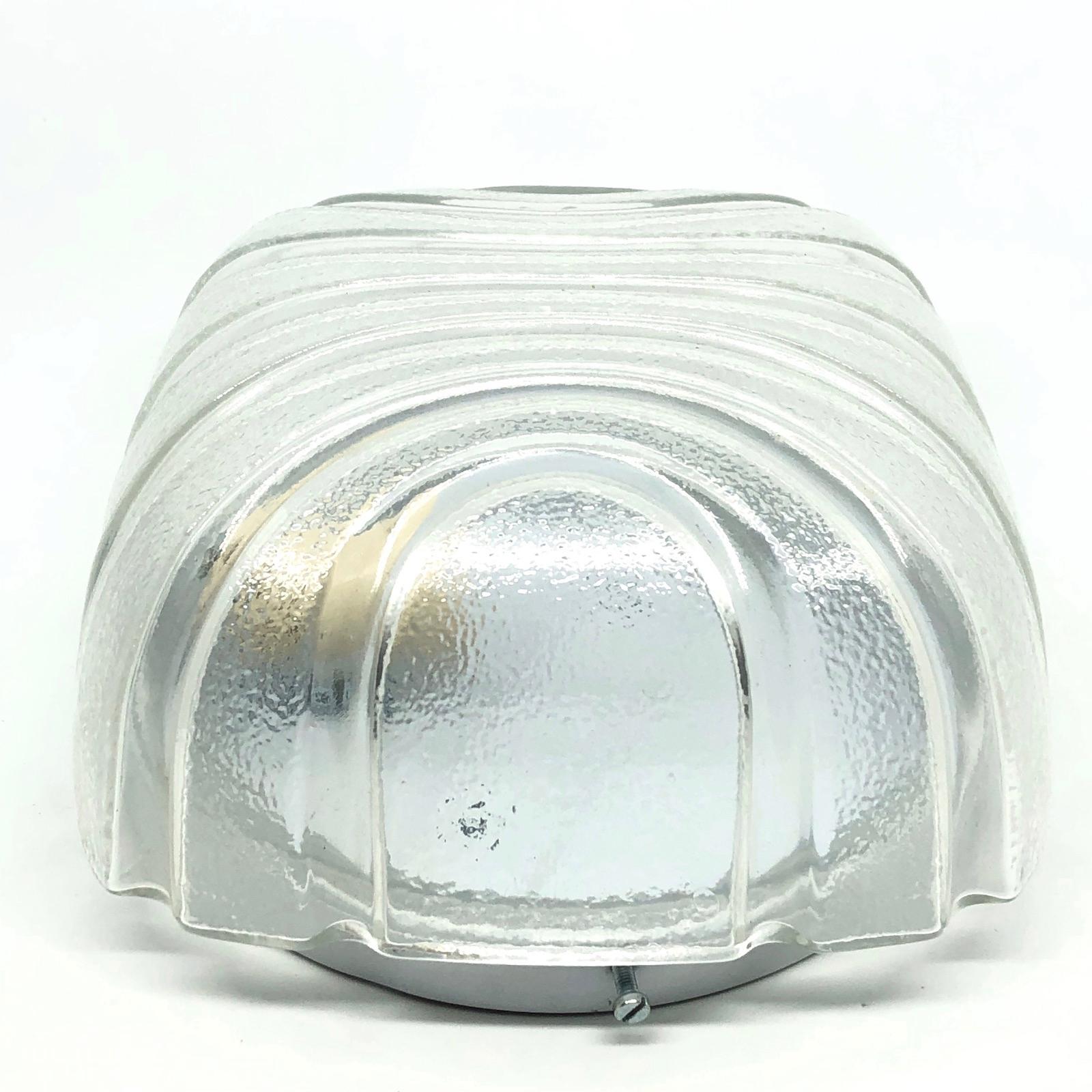 German Petite Modernist Futuristic Ice Glass Flush Mount, 1980s For Sale
