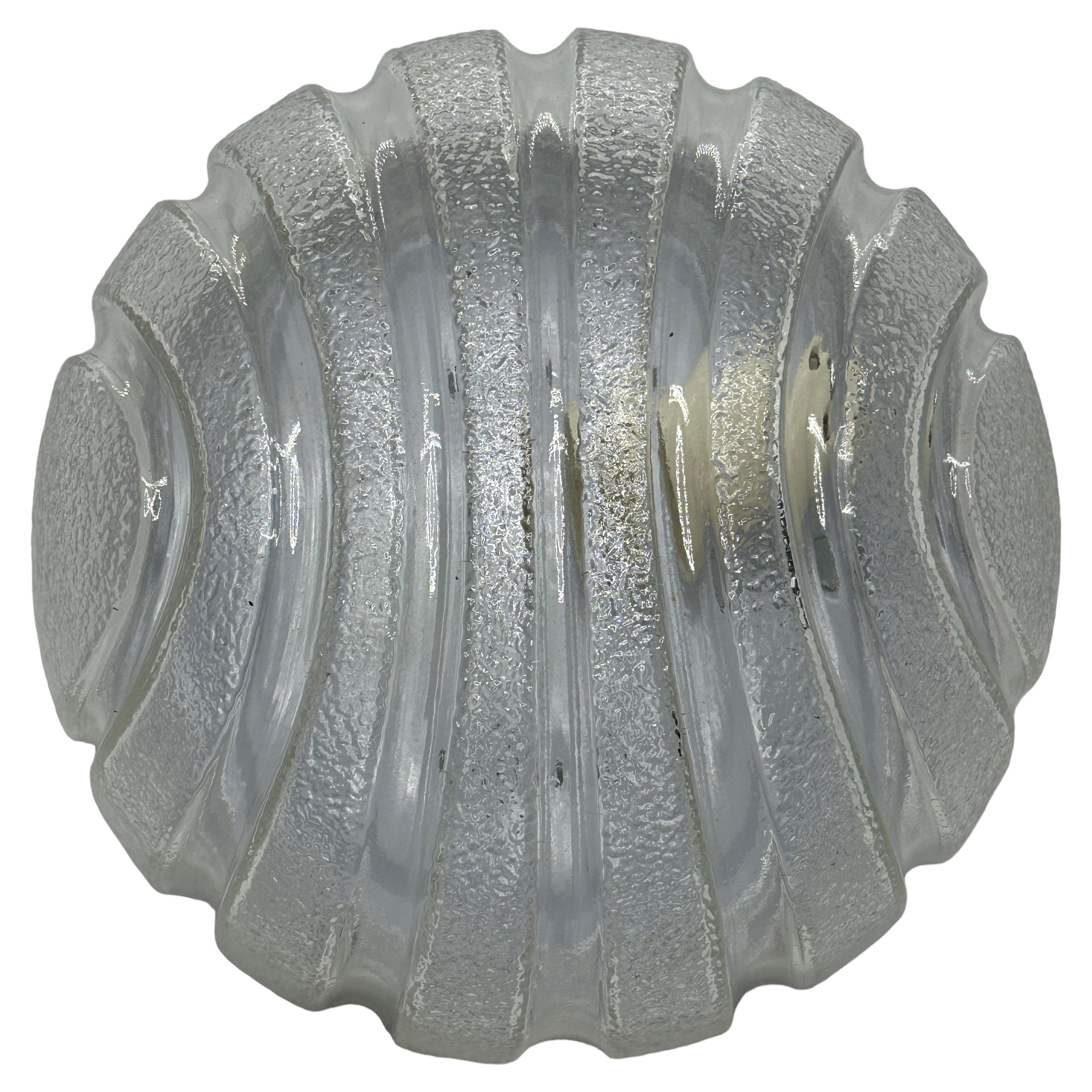 Petite Modernist Futuristic Ice Glass Flush Mount, anni '80