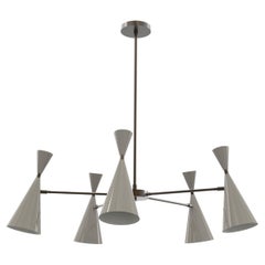 PETITE MONOLITH Italian Modern Brass & Enamel Chandelier, Blueprint Lighting