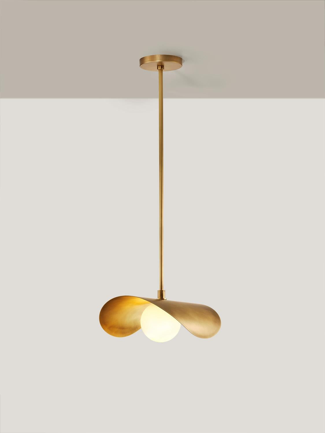 Modern PETITE MONTERA Pendant, biomorphic form in Brass & Glass, Blueprint Lighting For Sale