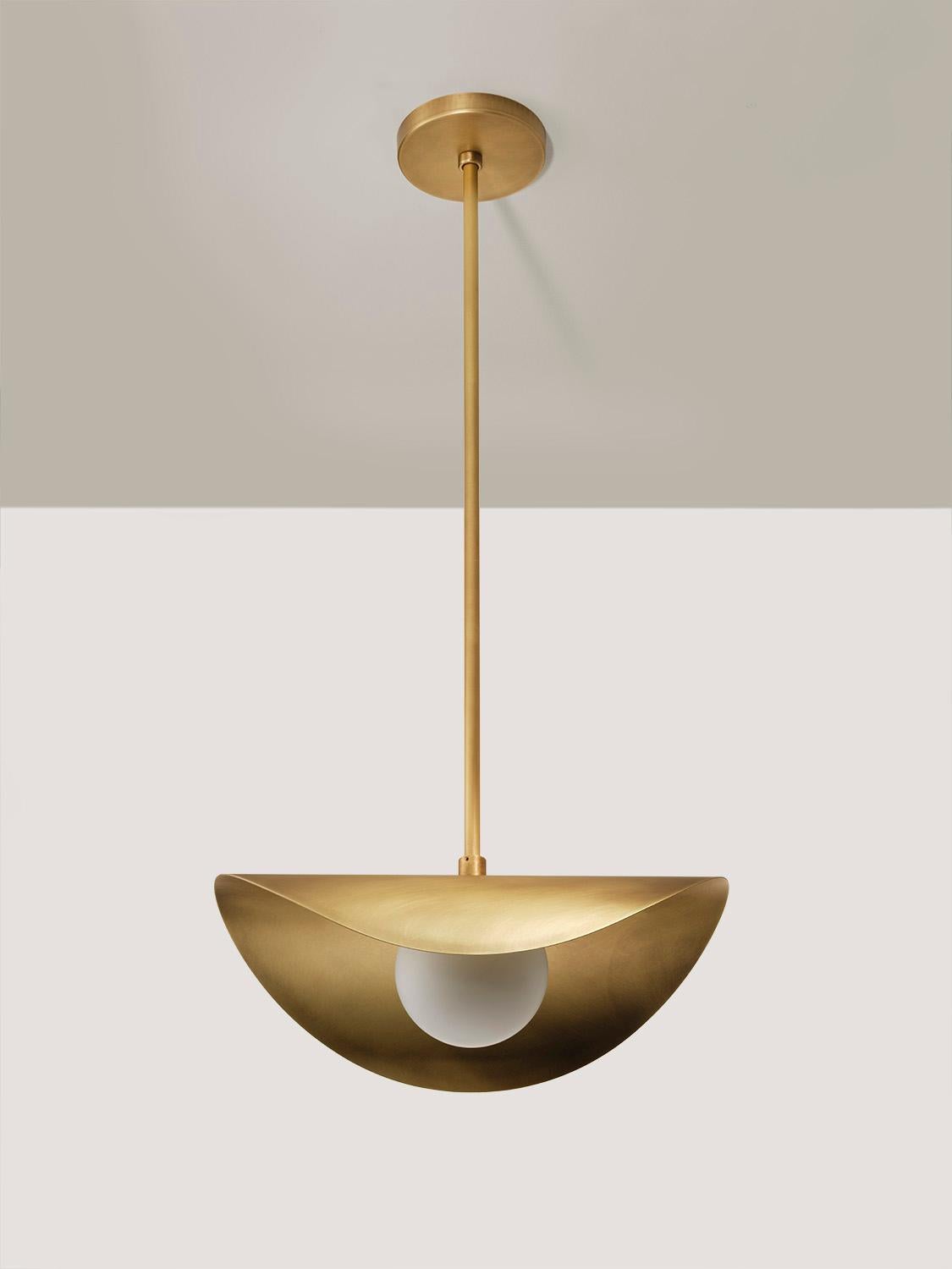 Contemporary PETITE MONTERA Pendant, biomorphic form in Brass & Glass, Blueprint Lighting For Sale