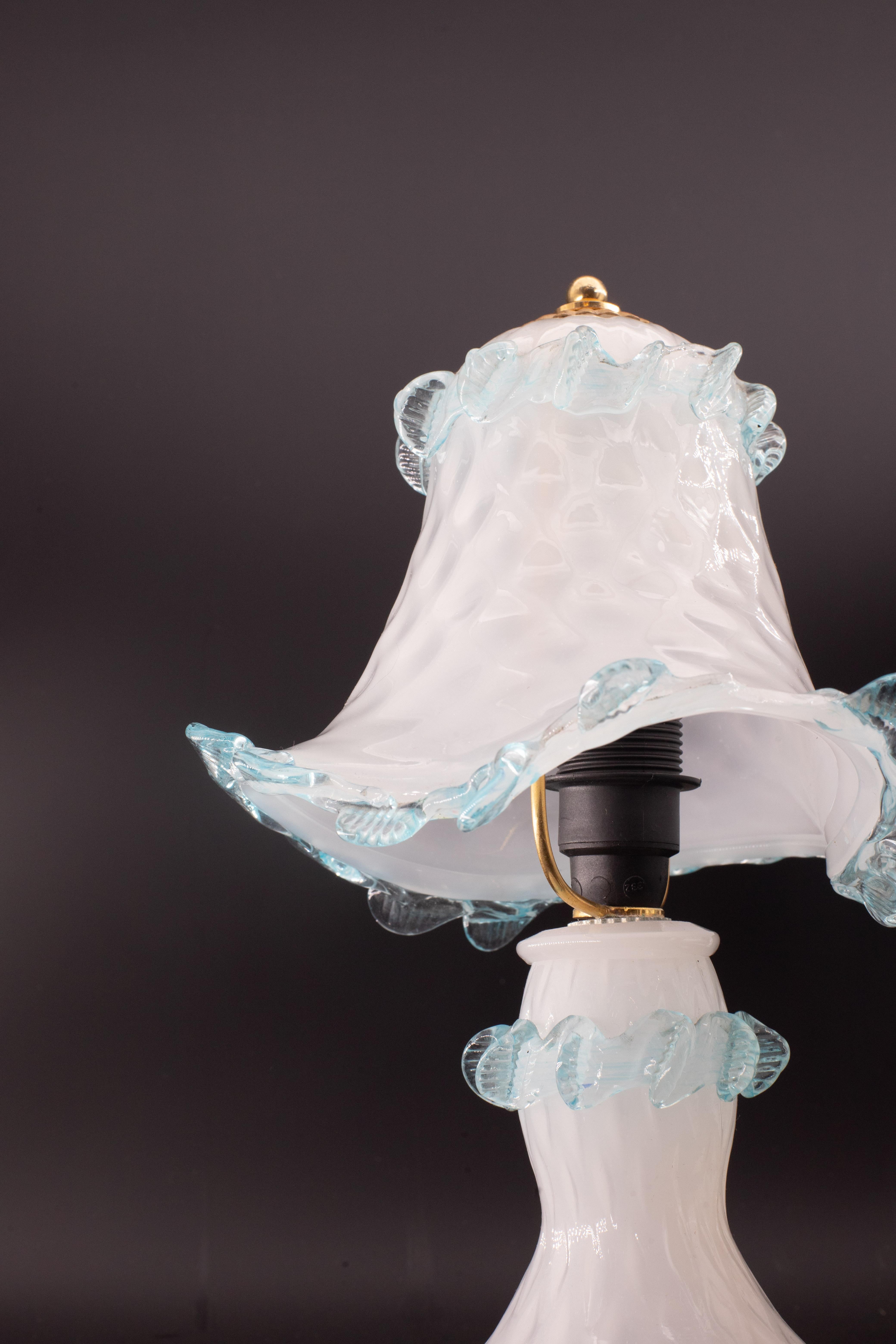 Petite Murano Blu et Trasparent  Lampes de table verre bullé Bon état - En vente à Roma, IT
