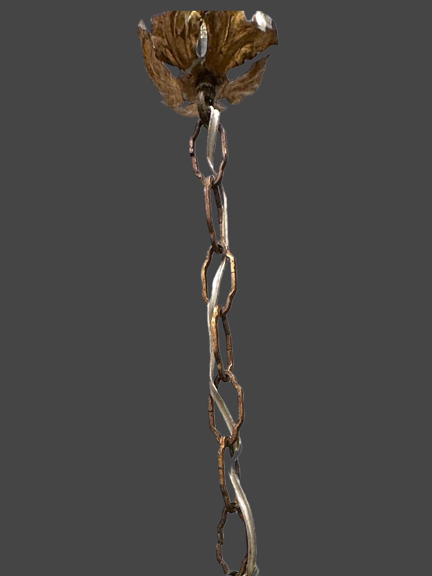 Petite lampe à suspension en verre de Murano en cage, années 1930, Italie vintage 3