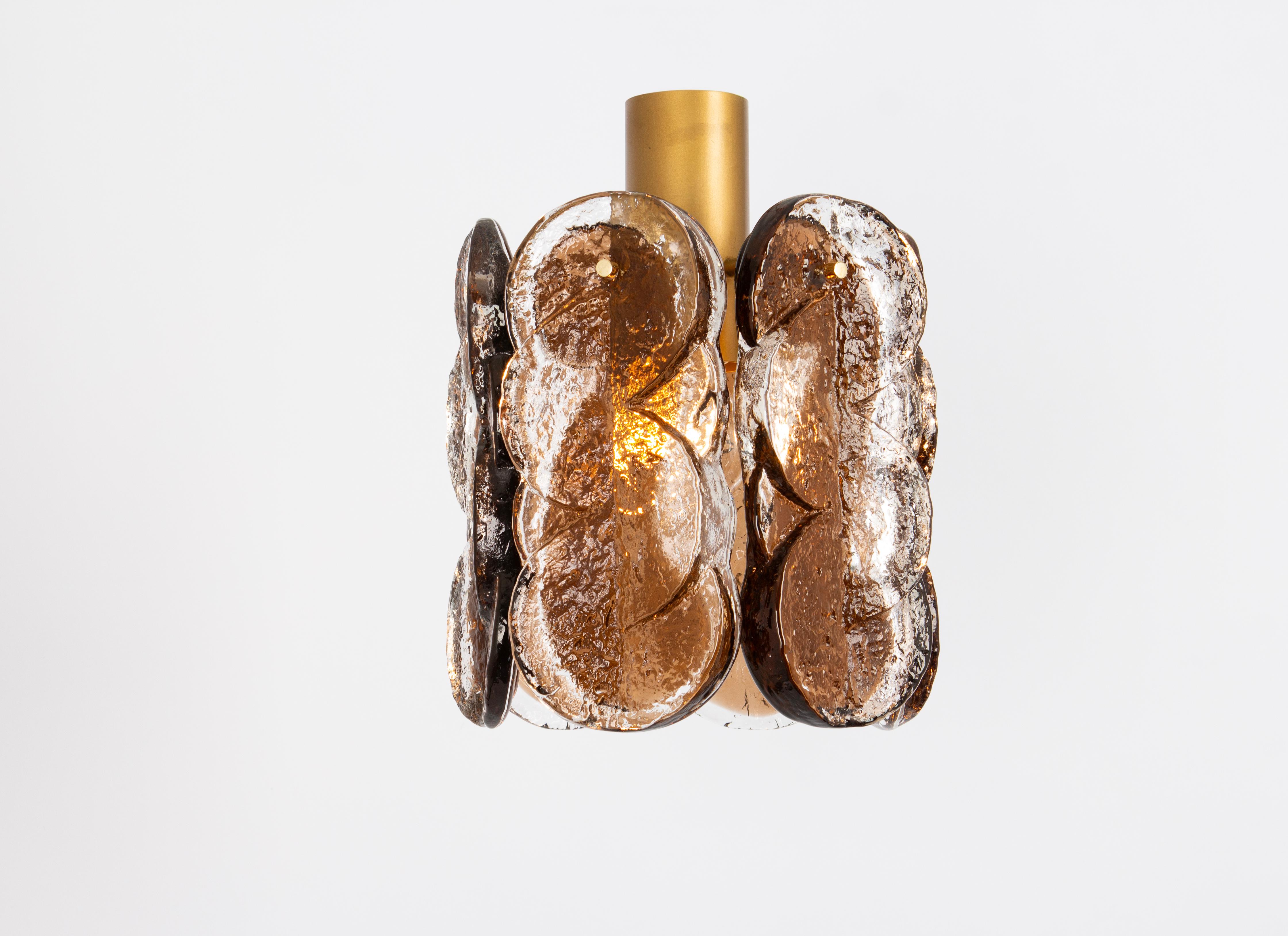 Mid-Century Modern 1 of 2 Petite Murano Citrus GlassFlush mount light by Kalmar, Austria, 1970s en vente