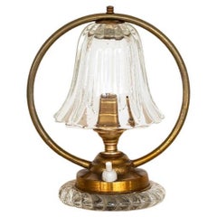 Petite Murano Glass and Brass Lamp