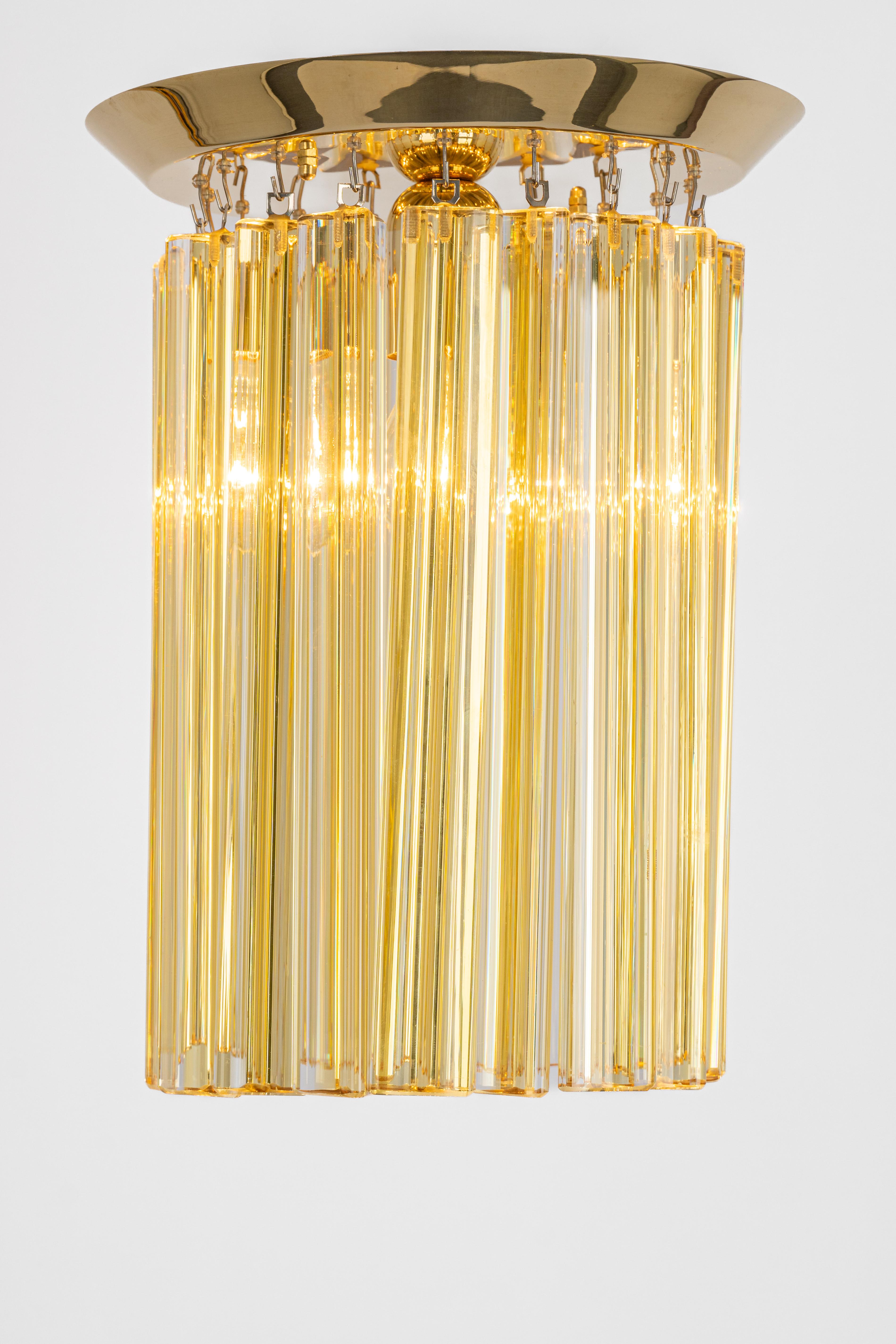 Brass Petite Murano Glass Flush Mount Light Design Venini for Kalmar, Austria, 1970s For Sale
