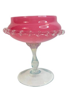 Petite Murano Glass Fruit Bowl Catchall, Pink Opal Glass, Vintage, Italy, 1950s