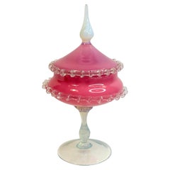 Murano Glass Candy Jar by Italian Empoli Manufacturer Cristalleria Arno.⁠