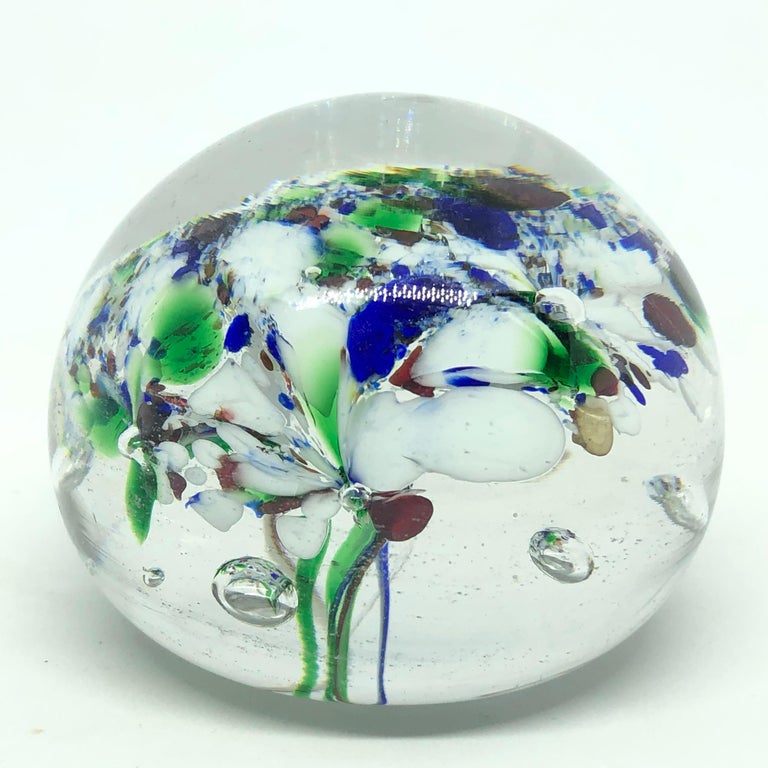 Petite Murano Glass Milefiori Paperweight MidCentury Modern, Italy For