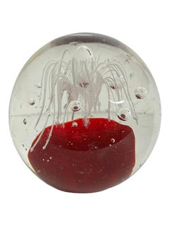 Petite Murano Glass Paperweight Flower inside Mid-Century Modern, Italy 1980s
