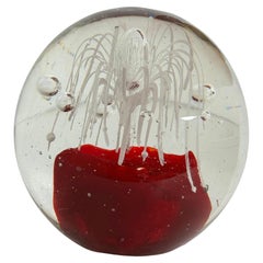 Petite Murano Glass Paperweight Flower inside Mid-Century Modern, Italy 1980s
