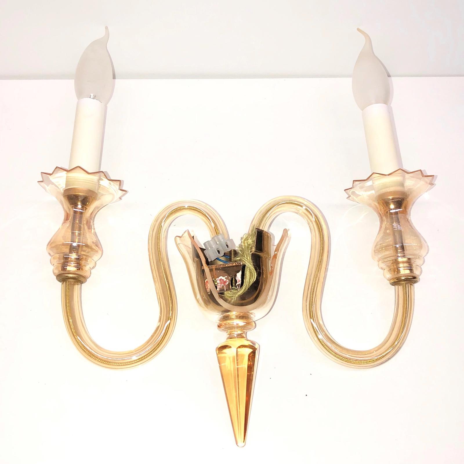 Metal Petite Murano Glass Sconce Wall Lamp Vintage, Italy, 1960s For Sale