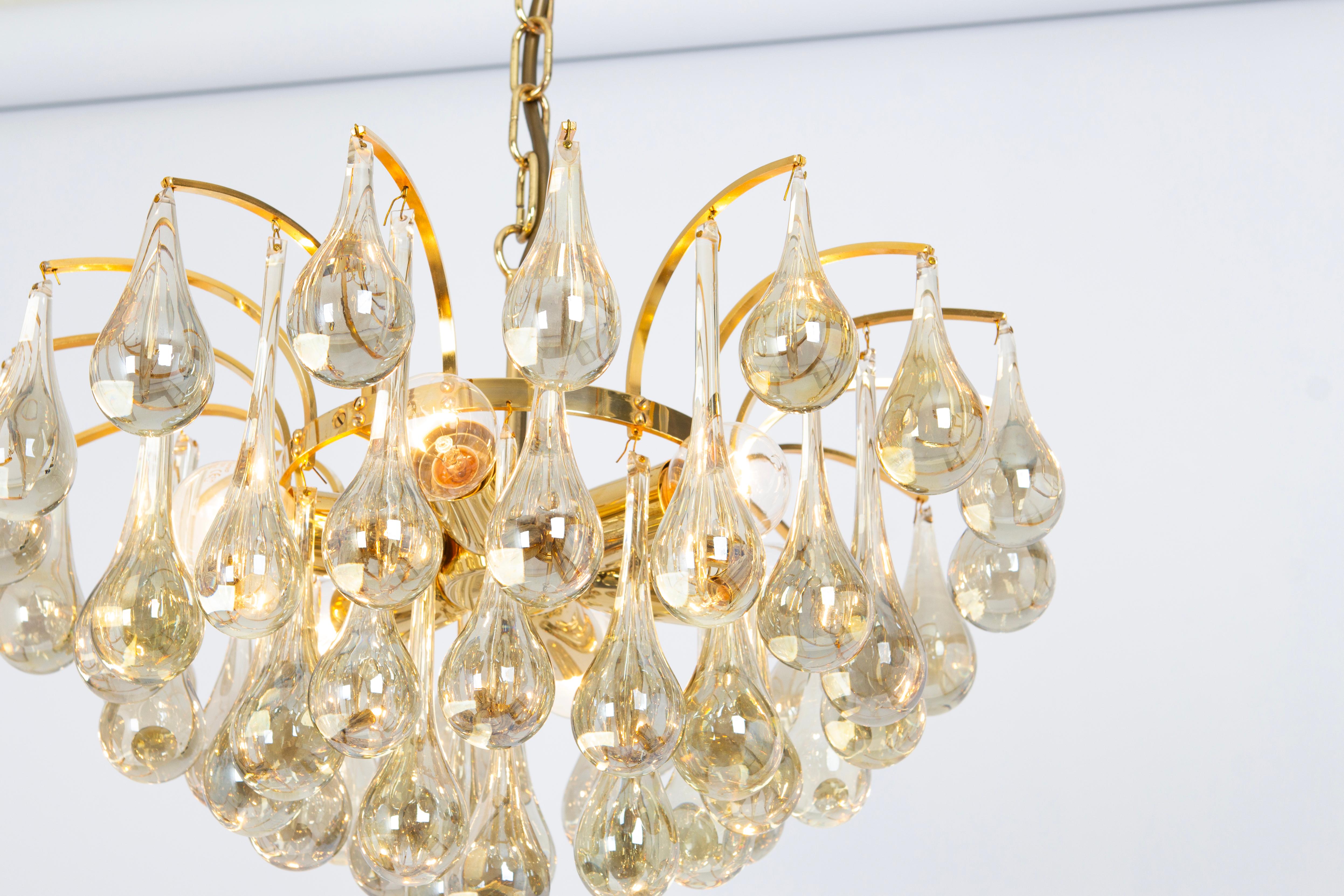 Mid-Century Modern Petit lustre en verre de Murano, Christoph Palme, Allemagne, 1970 en vente
