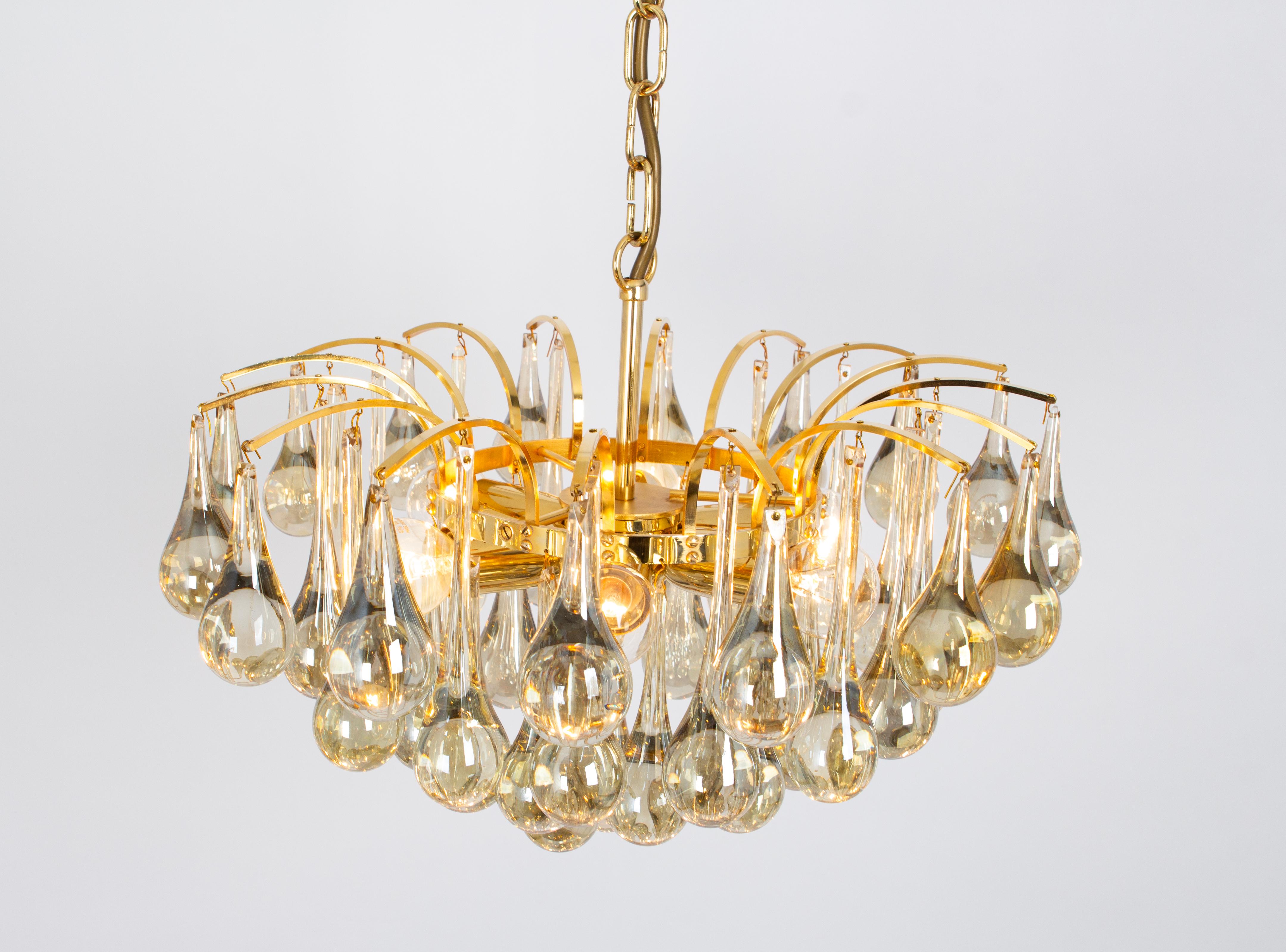 Allemand Petit lustre en verre de Murano, Christoph Palme, Allemagne, 1970 en vente