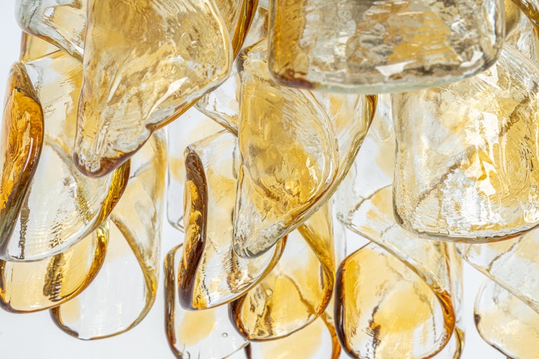 Brass Petite Murano Glass Tubes Flush Mount Light by Doria, Germany, 1960s For Sale