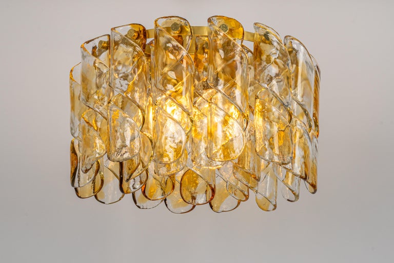Petite Murano Glass Tubes Flush Mount Light by Doria, Germany, 1960s For Sale 1