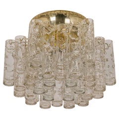 Petite Murano Glass Tubes Flush Mount Light by Doria, Germany, 1960s