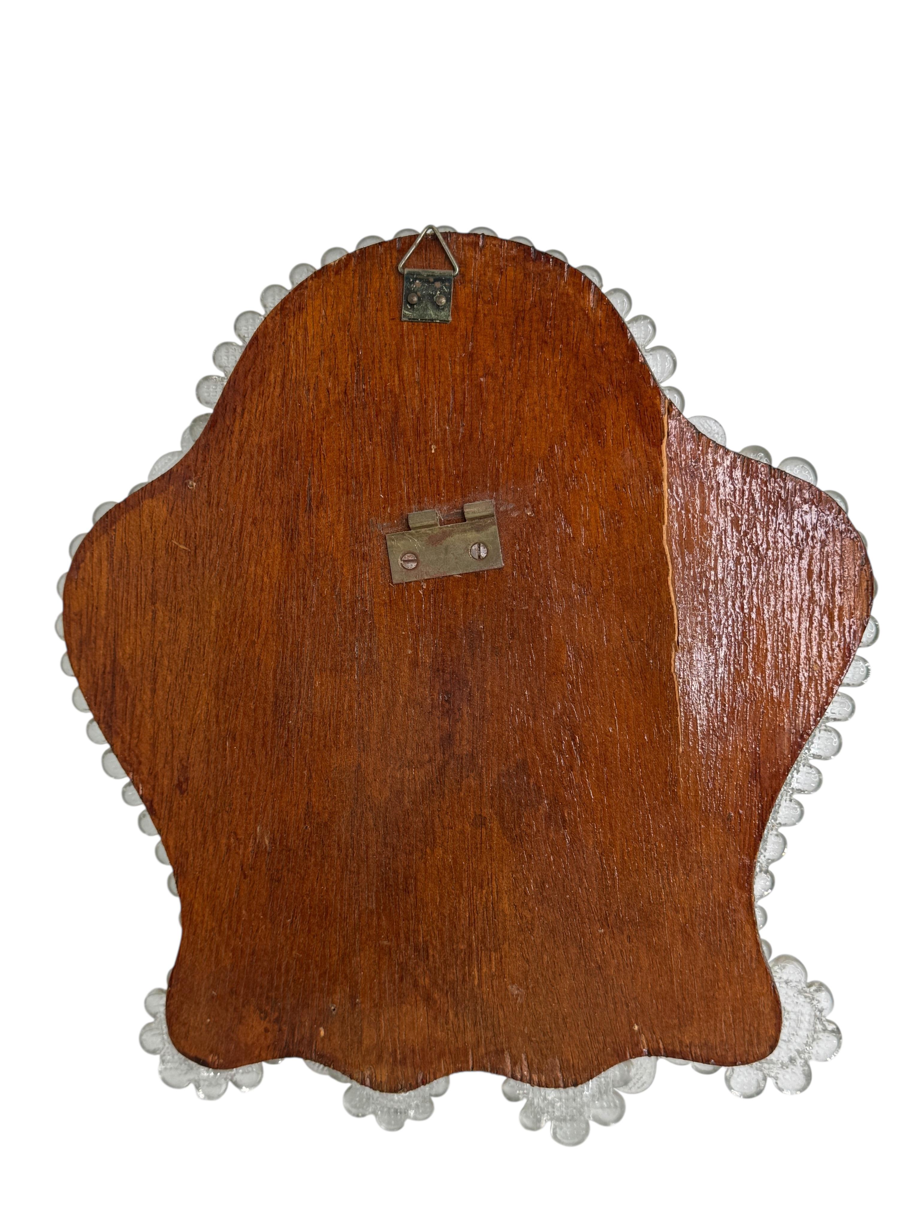 Milieu du XXe siècle Petit miroir mural de courtoisie en verre de Murano avec fleurs années 1960, Italie Venise vénitienne en vente