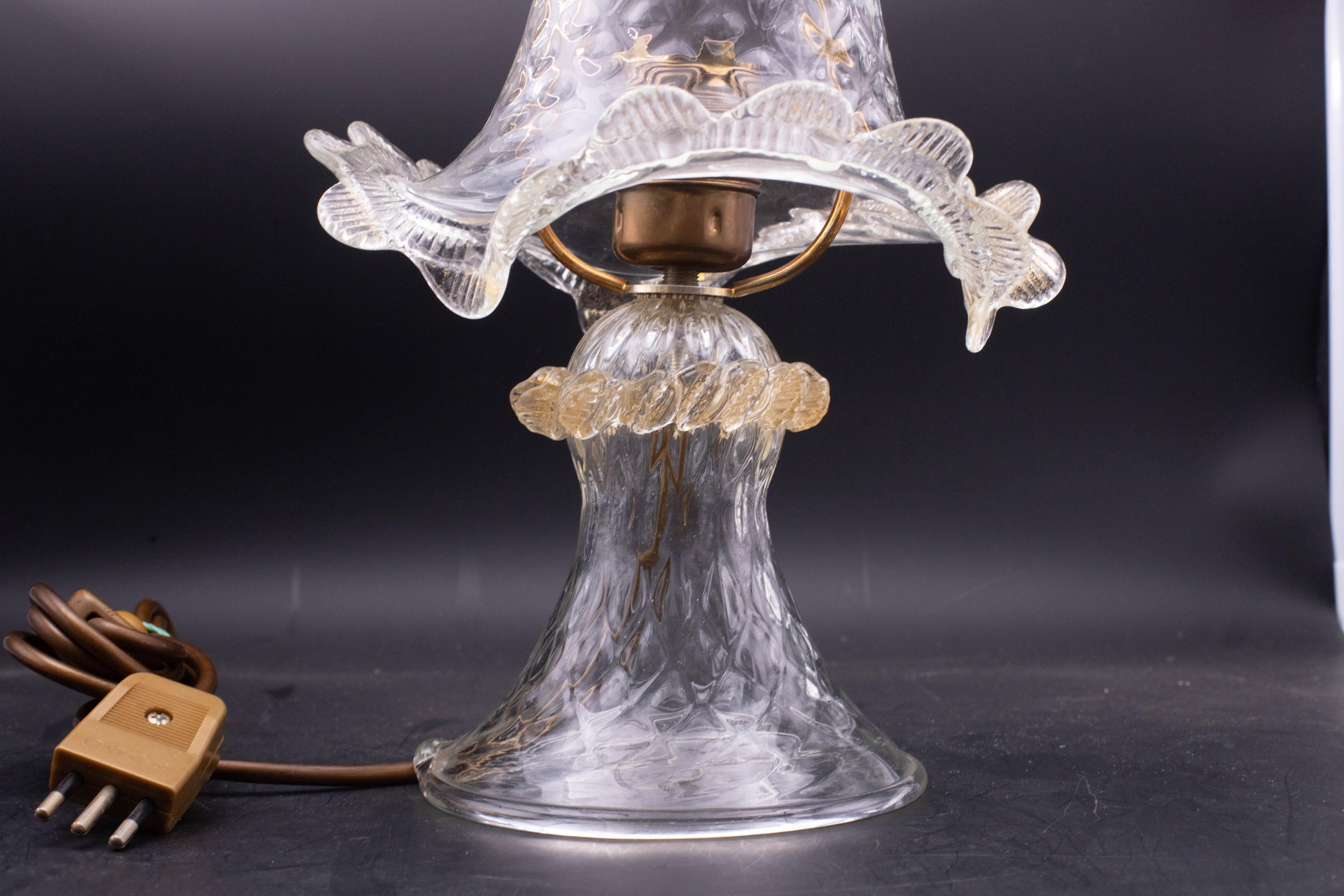 Lampade da tavolo Petite di Murano in oro e vetro a bolle trasparenti In condizioni buone in vendita a Roma, IT