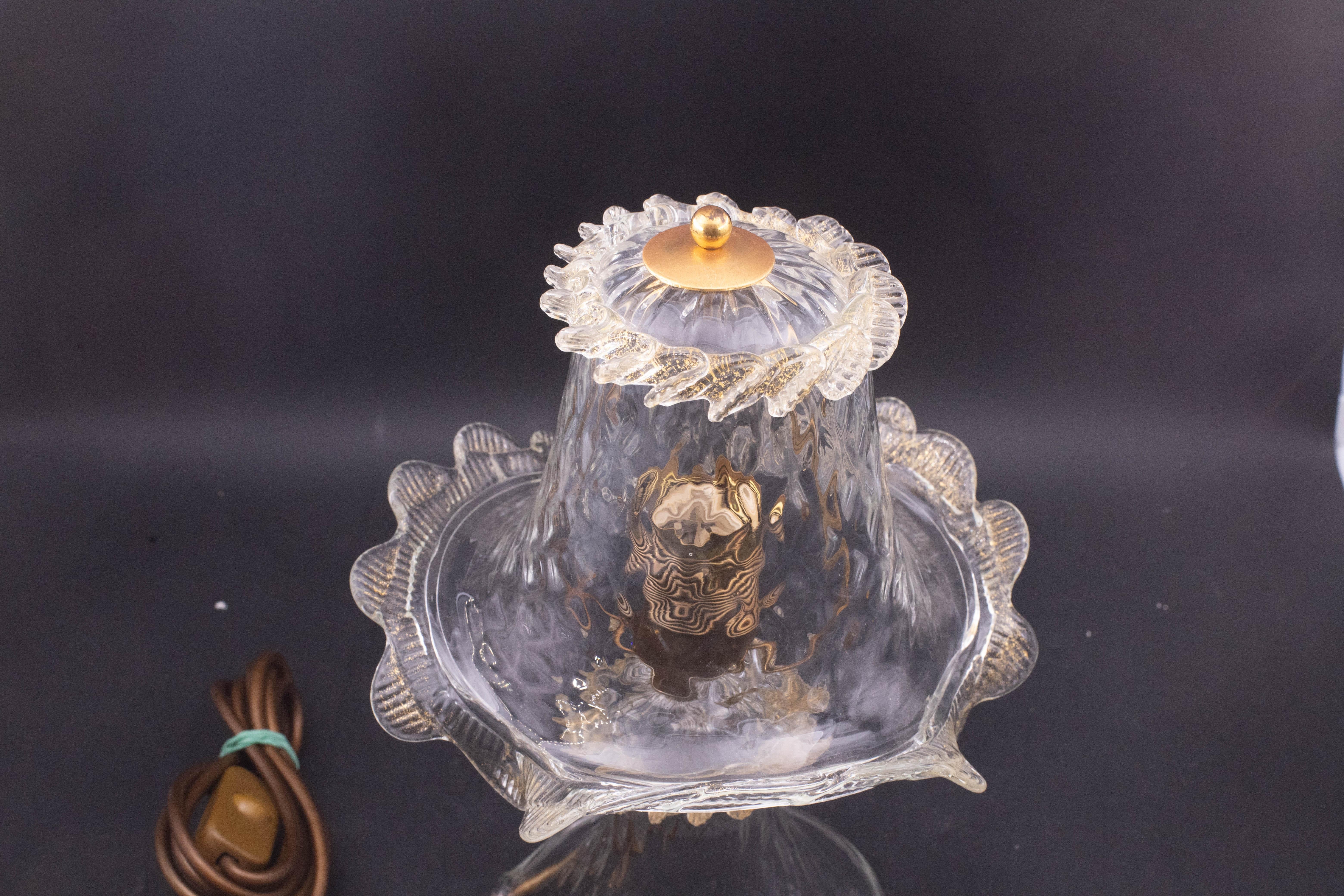 Fine XX secolo Lampade da tavolo Petite di Murano in oro e vetro a bolle trasparenti in vendita
