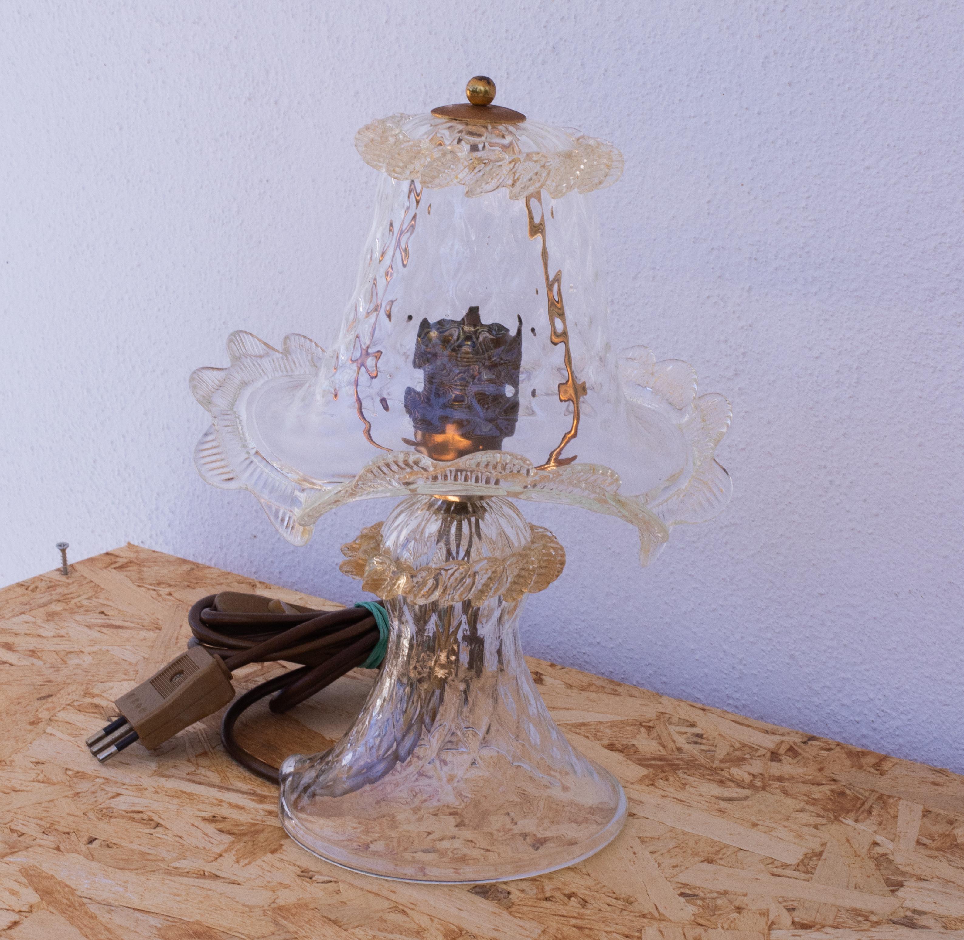 Lampade da tavolo Petite di Murano in oro e vetro a bolle trasparenti in vendita 1