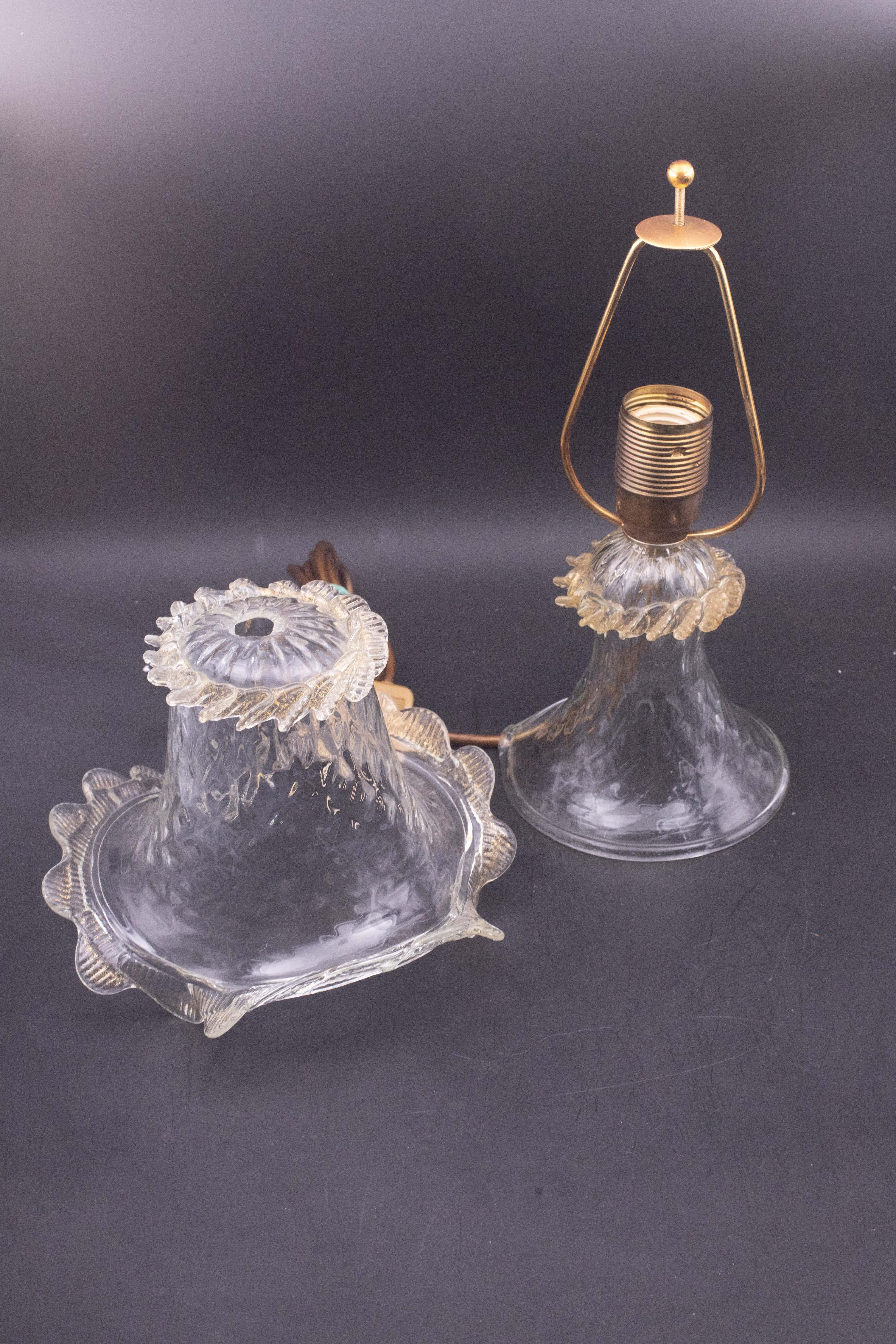 Lampade da tavolo Petite di Murano in oro e vetro a bolle trasparenti in vendita 4