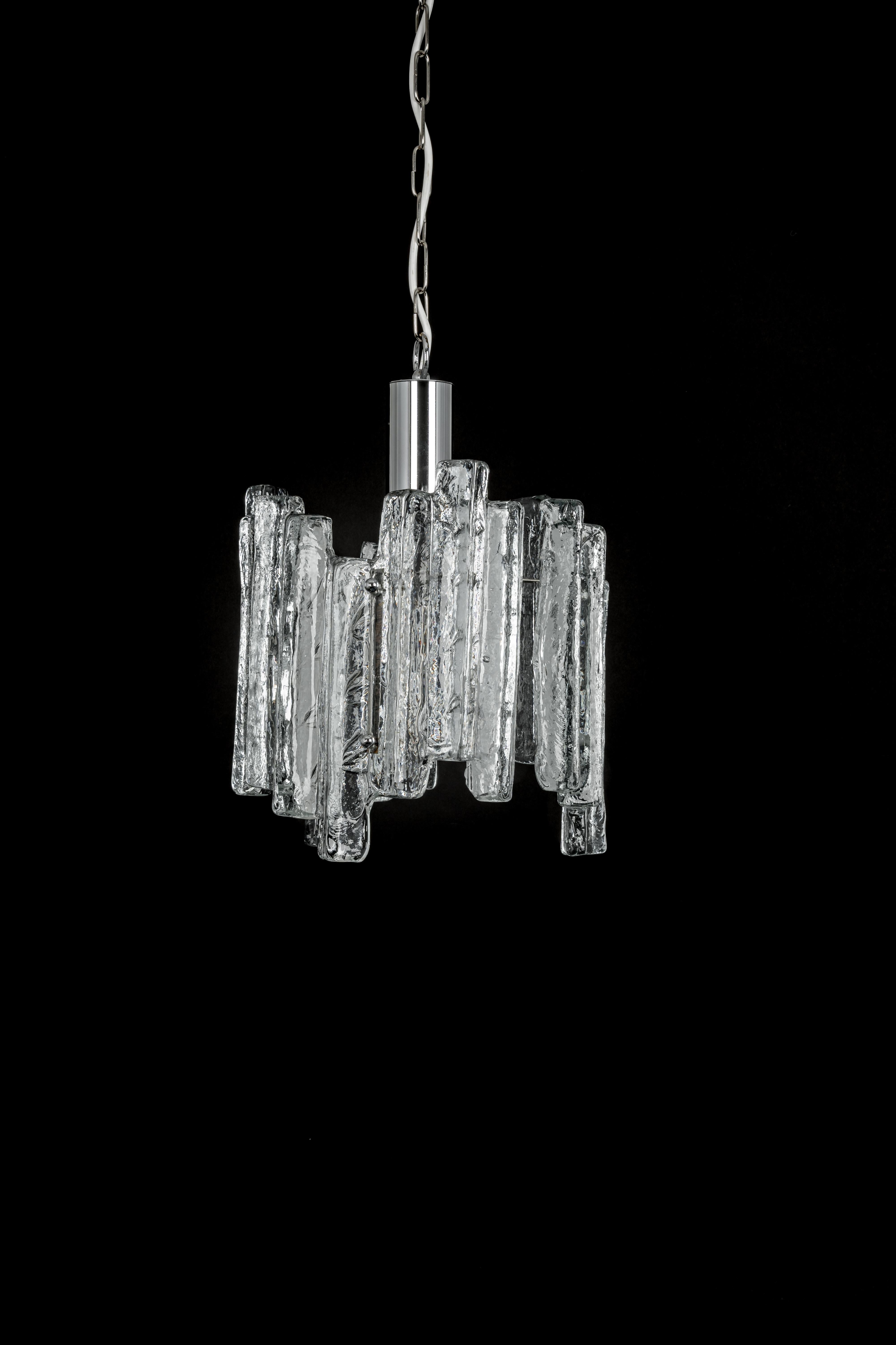 Murano Glass Petite Murano Ice Glass Pendant Light, Germany, 1970s For Sale