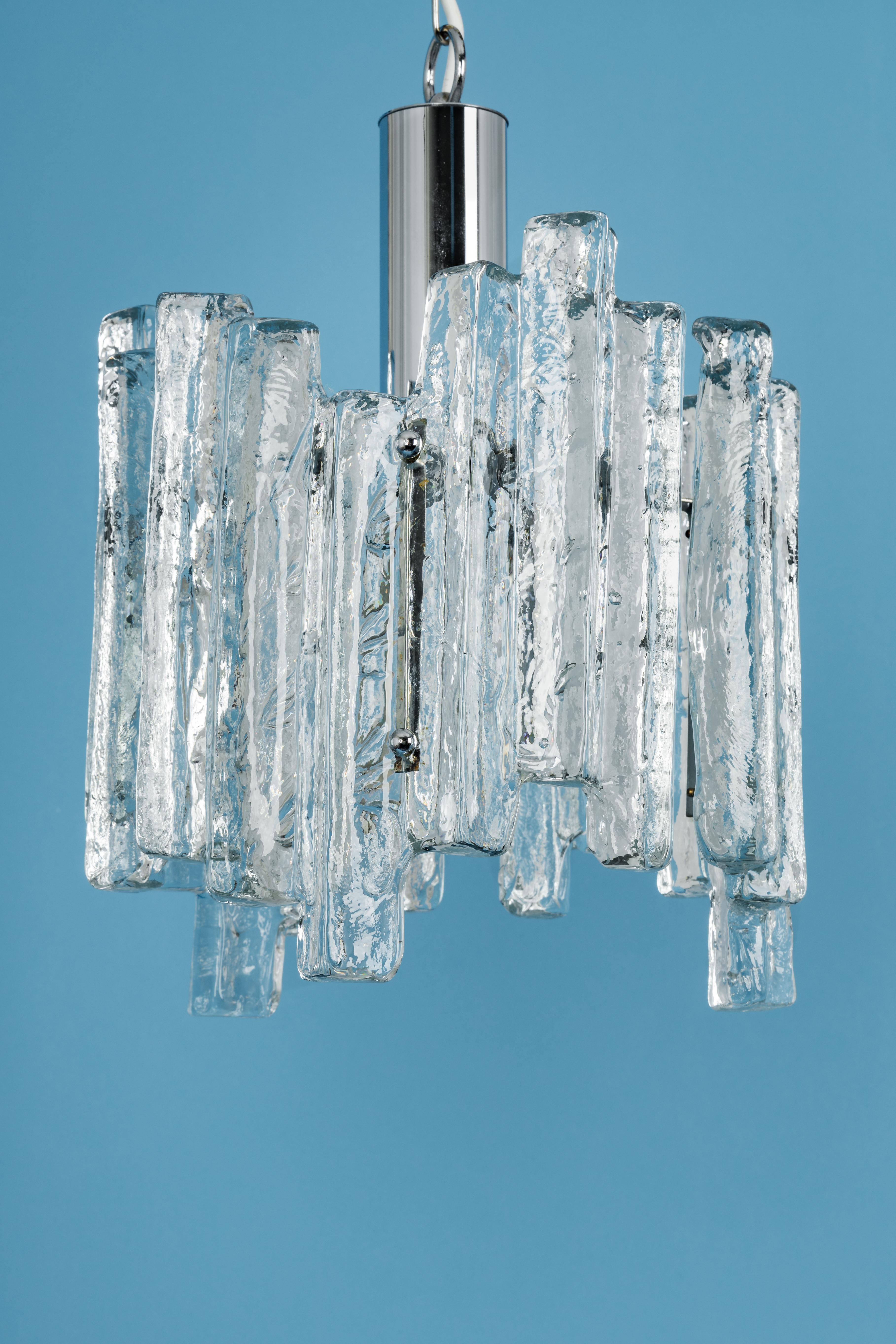 Hängelampe aus Murano-Eisglas, Deutschland, 1970er Jahre im Angebot 2