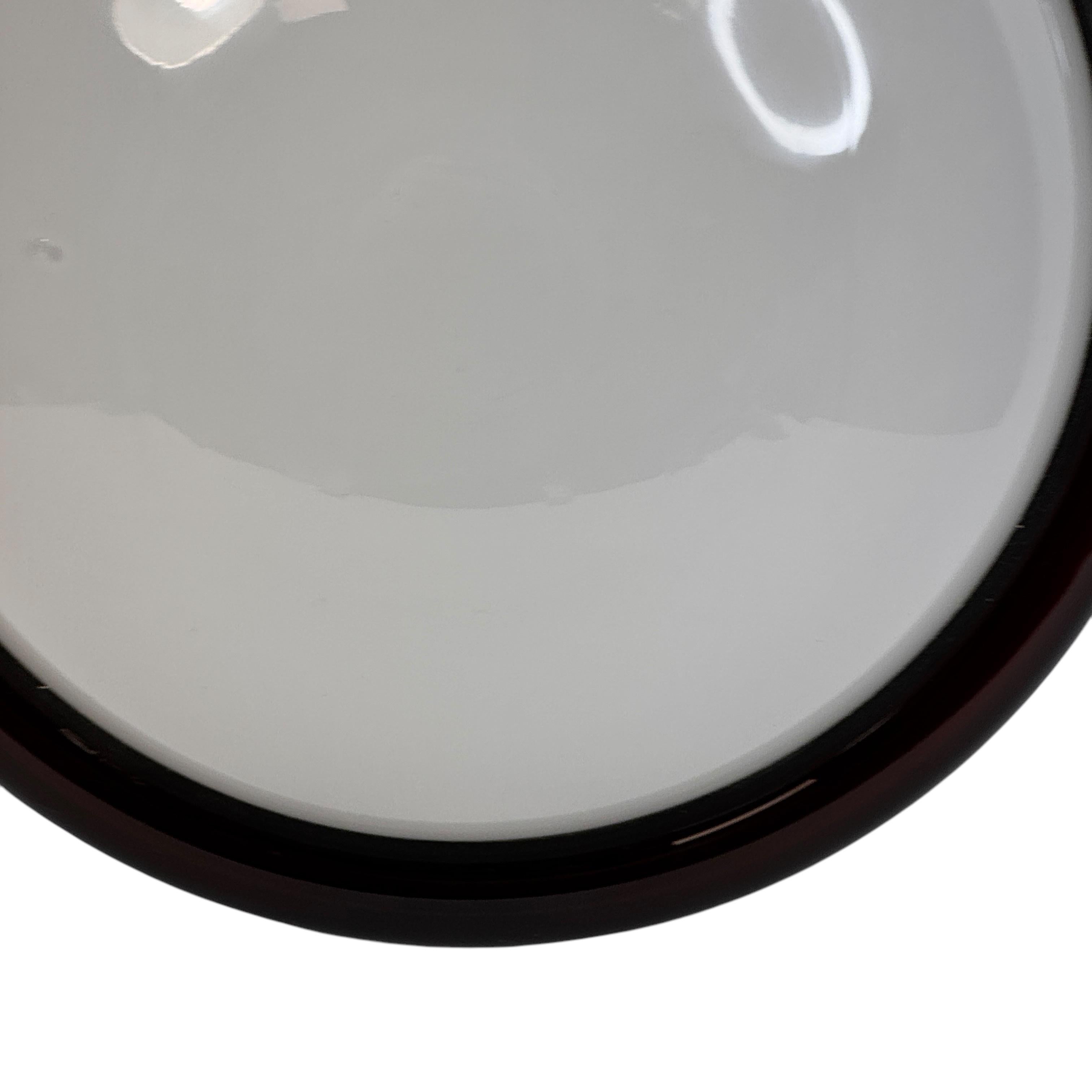 Petite Murano Opaline Glass & Brown Stripe Flush Mount Made by ITRE Italy 1980s in vendita 3
