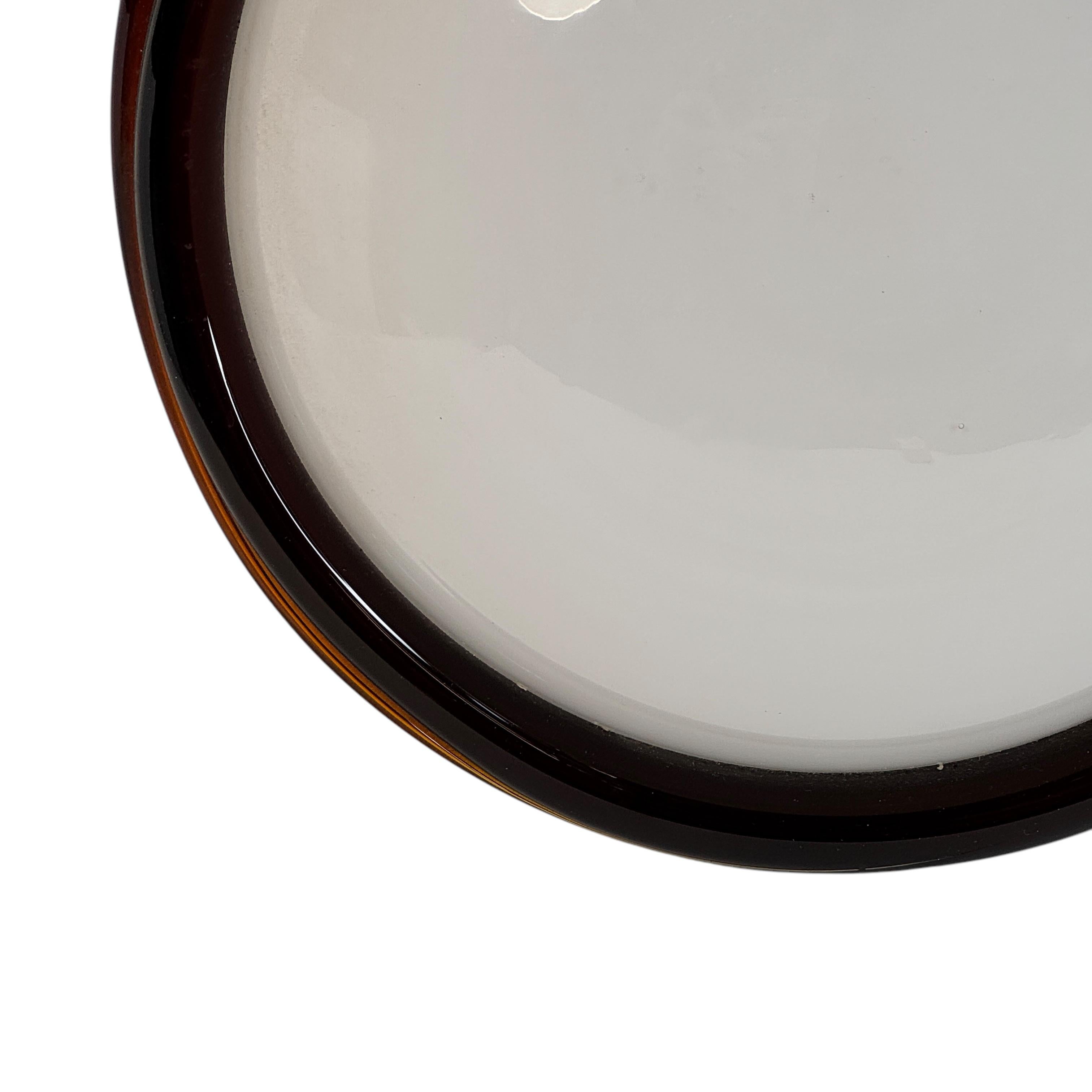 Petite Murano Opaline Glass & Brown Stripe Flush Mount Made by ITRE Italy 1980s in vendita 3