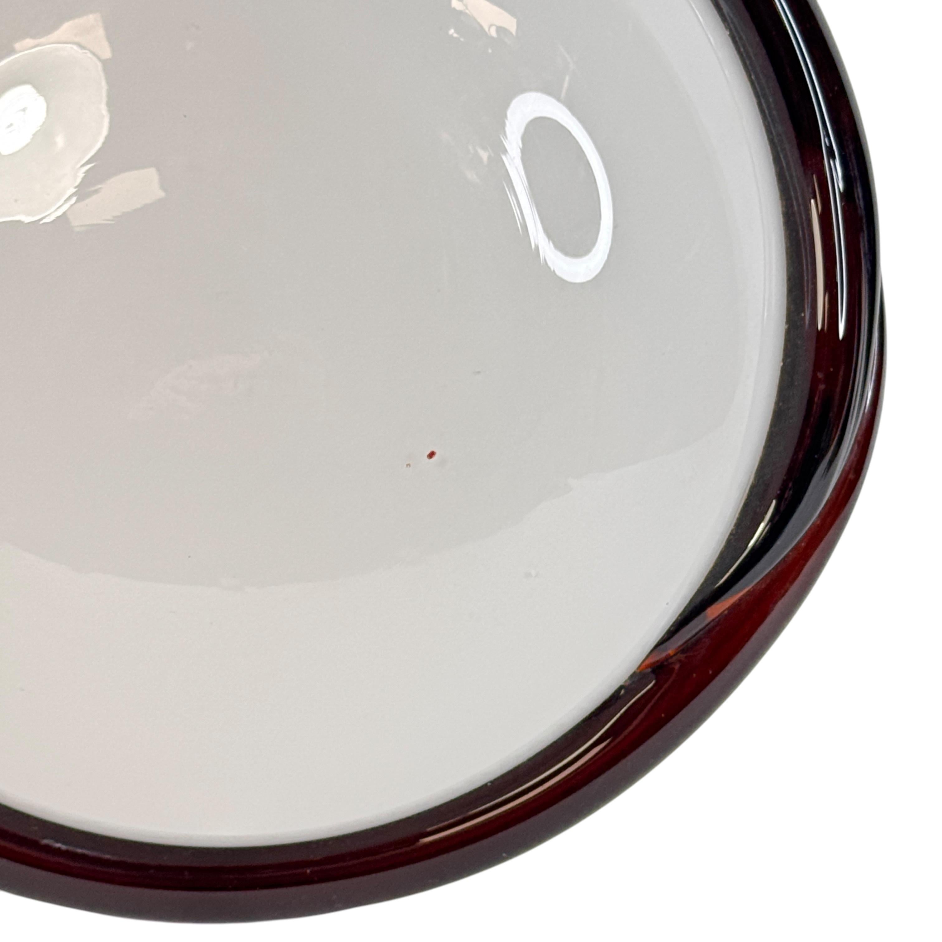 Petite Murano Opaline Glass & Brown Stripe Flush Mount Made by Itre Italy 1980s For Sale 3