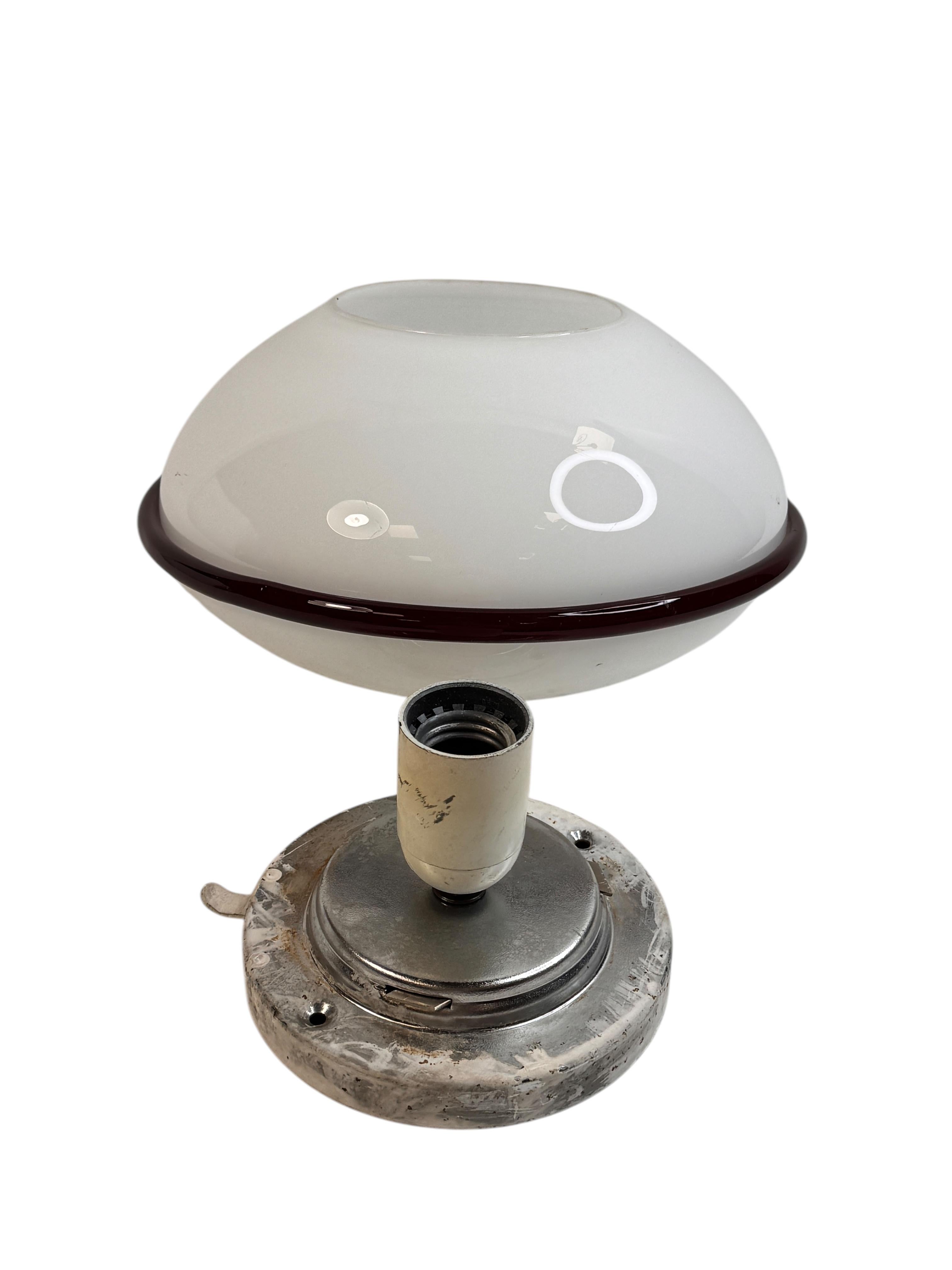 Petite Murano Opaline Glass & Brown Stripe Flush Mount Made by ITRE Italy 1980s in vendita 4