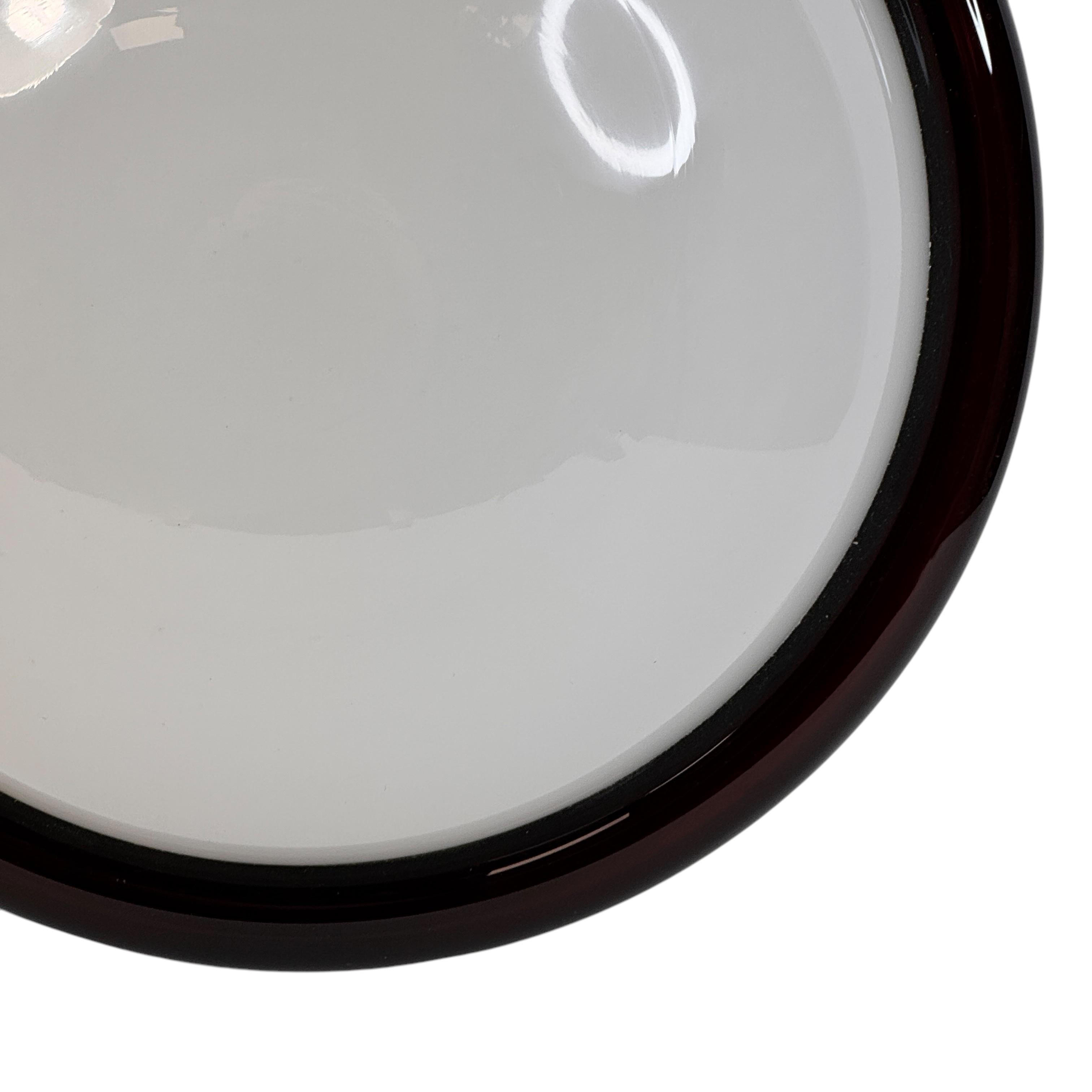 Petite Murano Opaline Glass & Brown Stripe Flush Mount Made by ITRE Italy 1980s in vendita 4