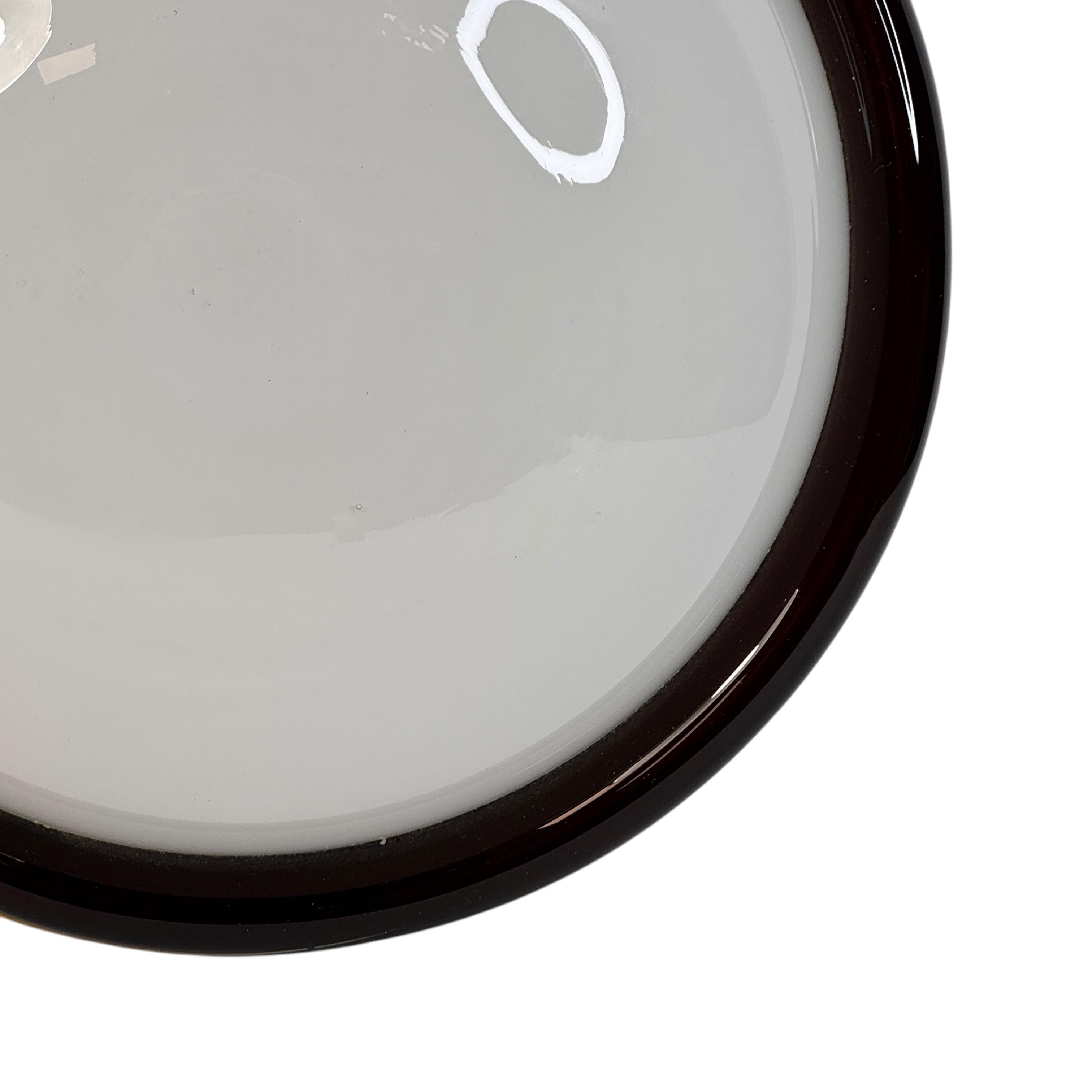 Petite Murano Opaline Glass & Brown Stripe Flush Mount Made by ITRE Italy 1980s in vendita 4