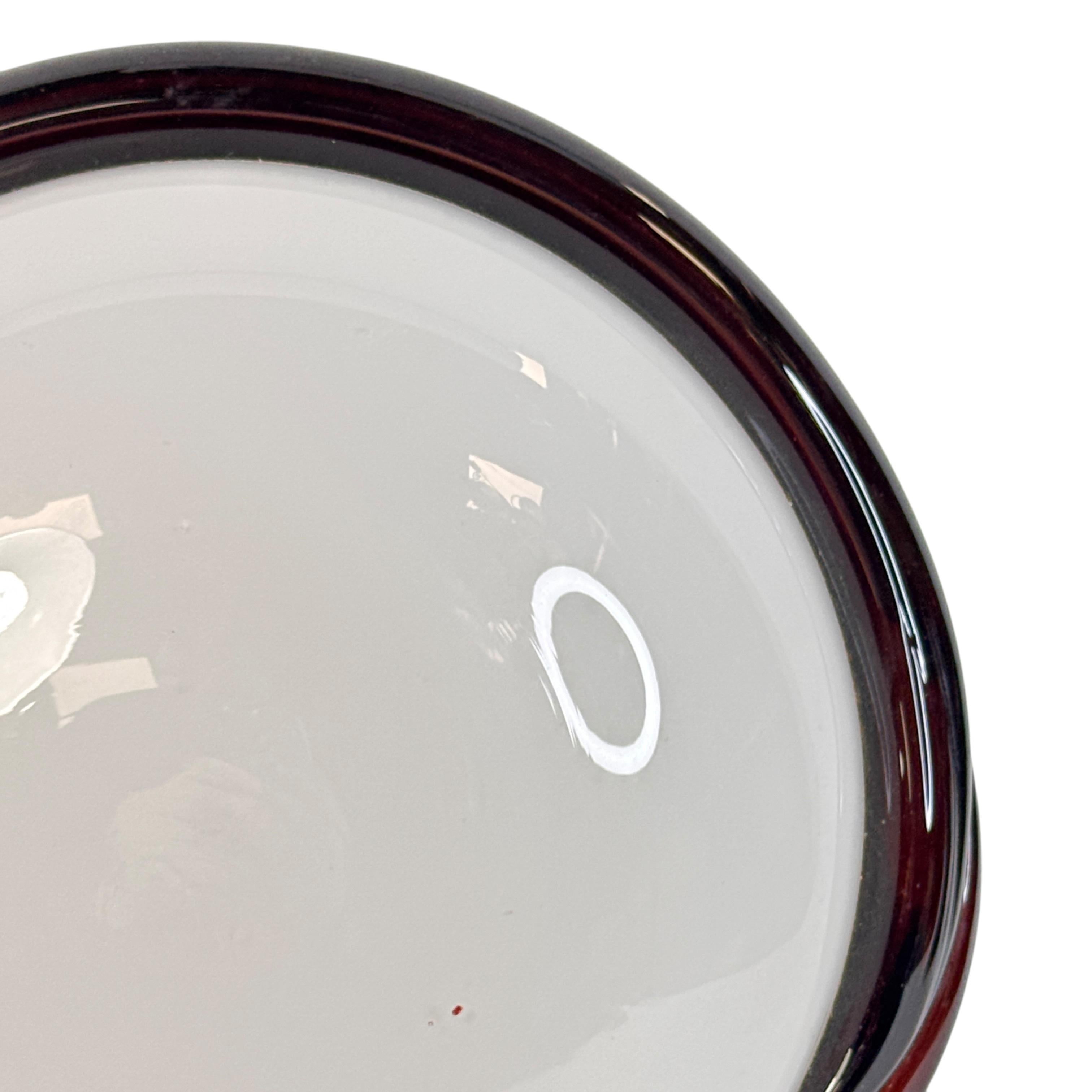 Petite Murano Opaline Glass & Brown Stripe Flush Mount Made by Itre Italy 1980s For Sale 4
