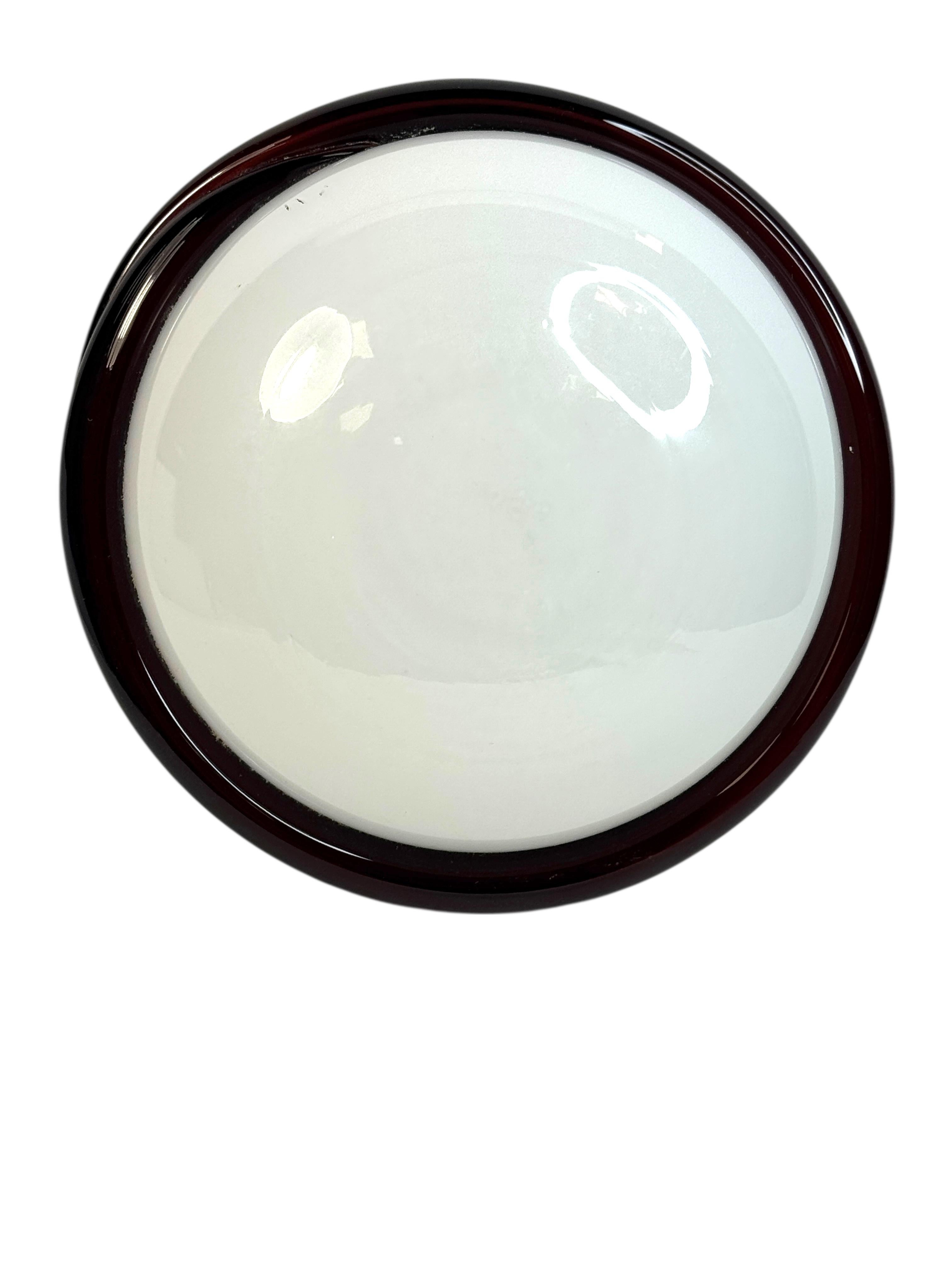 Petite Murano Opalglas & Brown Stripe Flush Mount Made by Itre Italien 1980er im Angebot 4