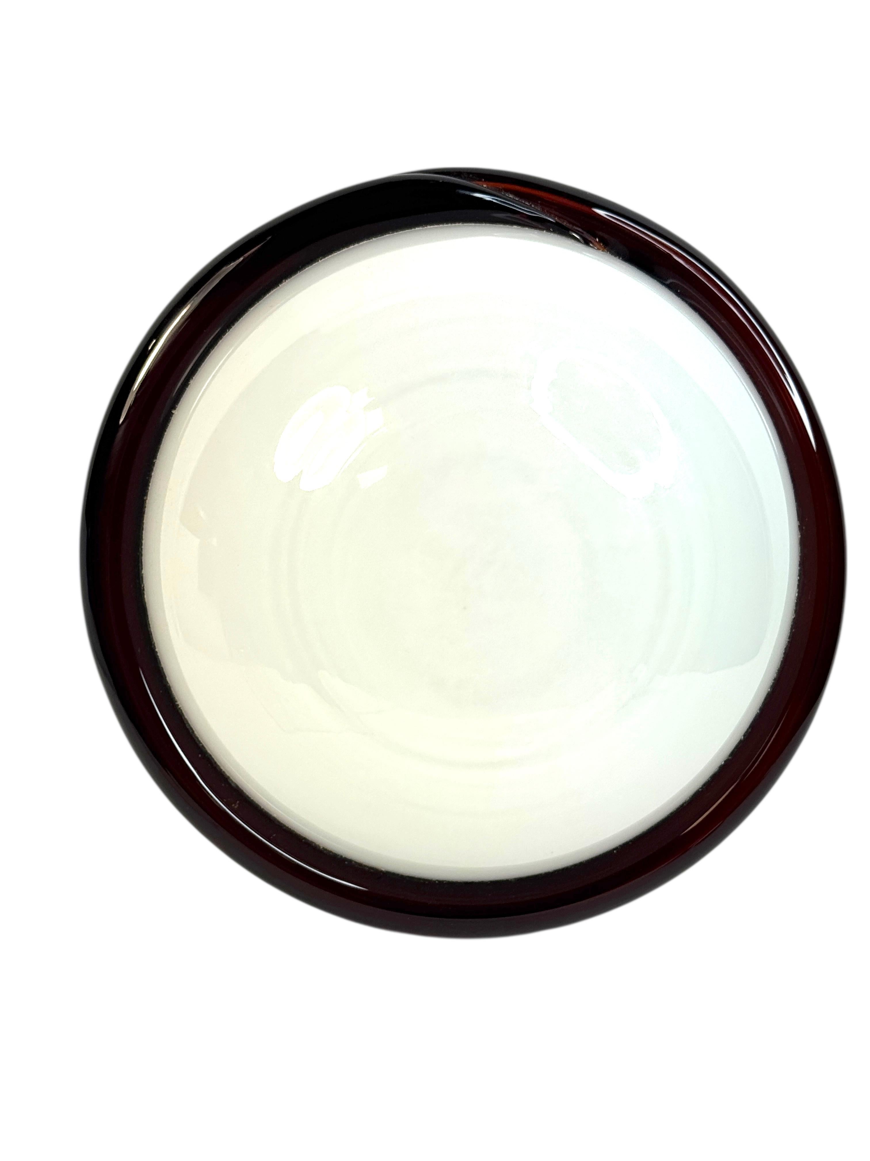 Petite Murano Opalglas & Brown Stripe Flush Mount Made by Itre Italien 1980er im Angebot 4