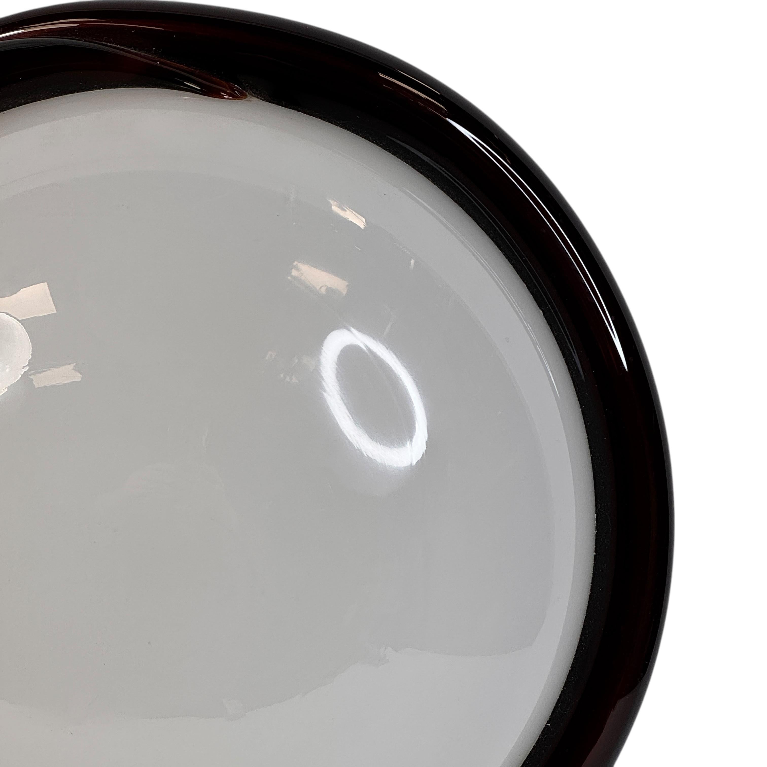 Petite Murano Opaline Glass & Brown Stripe Flush Mount Made by ITRE Italy 1980s in vendita 5