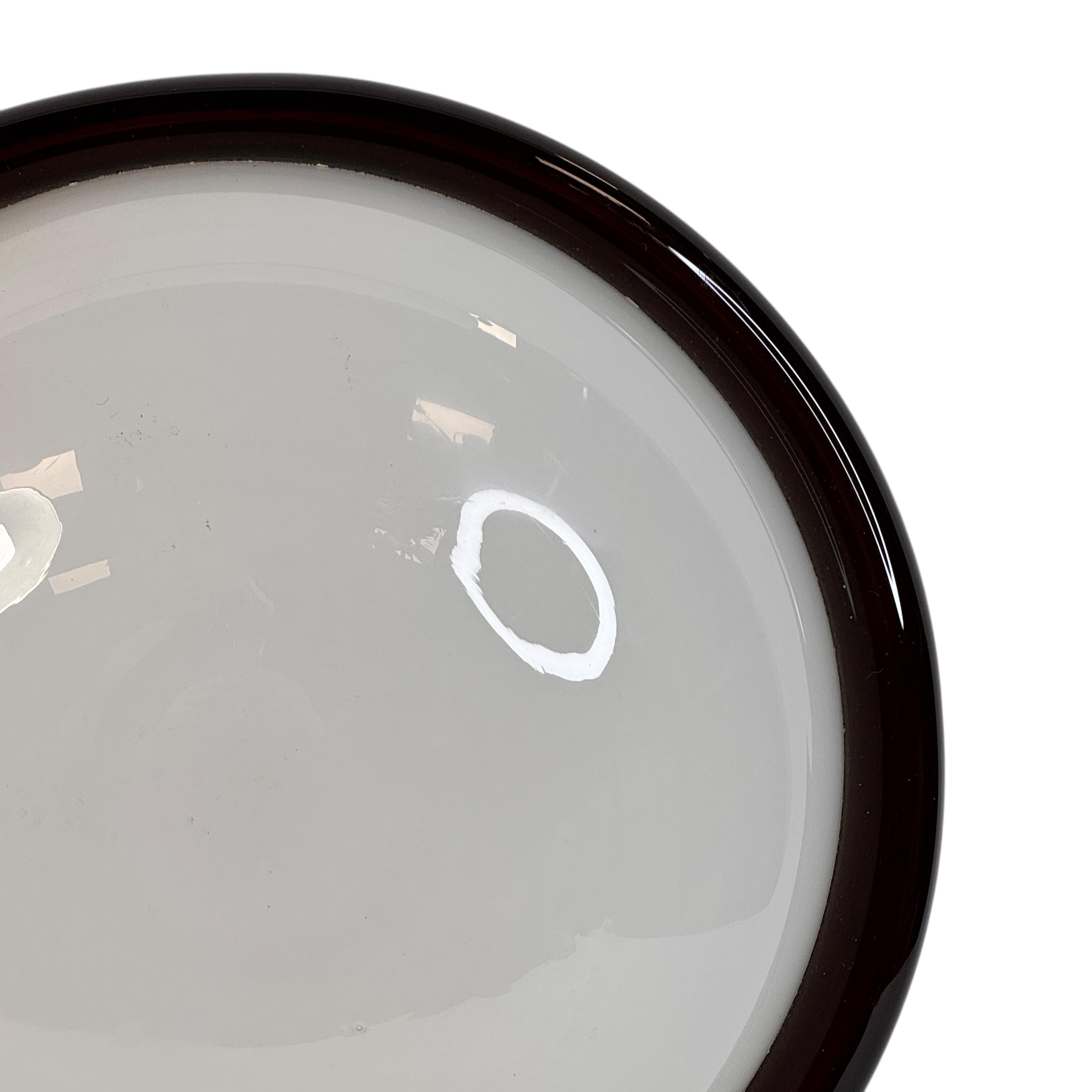 Petite Murano Opaline Glass & Brown Stripe Flush Mount Made by ITRE Italy 1980s in vendita 5