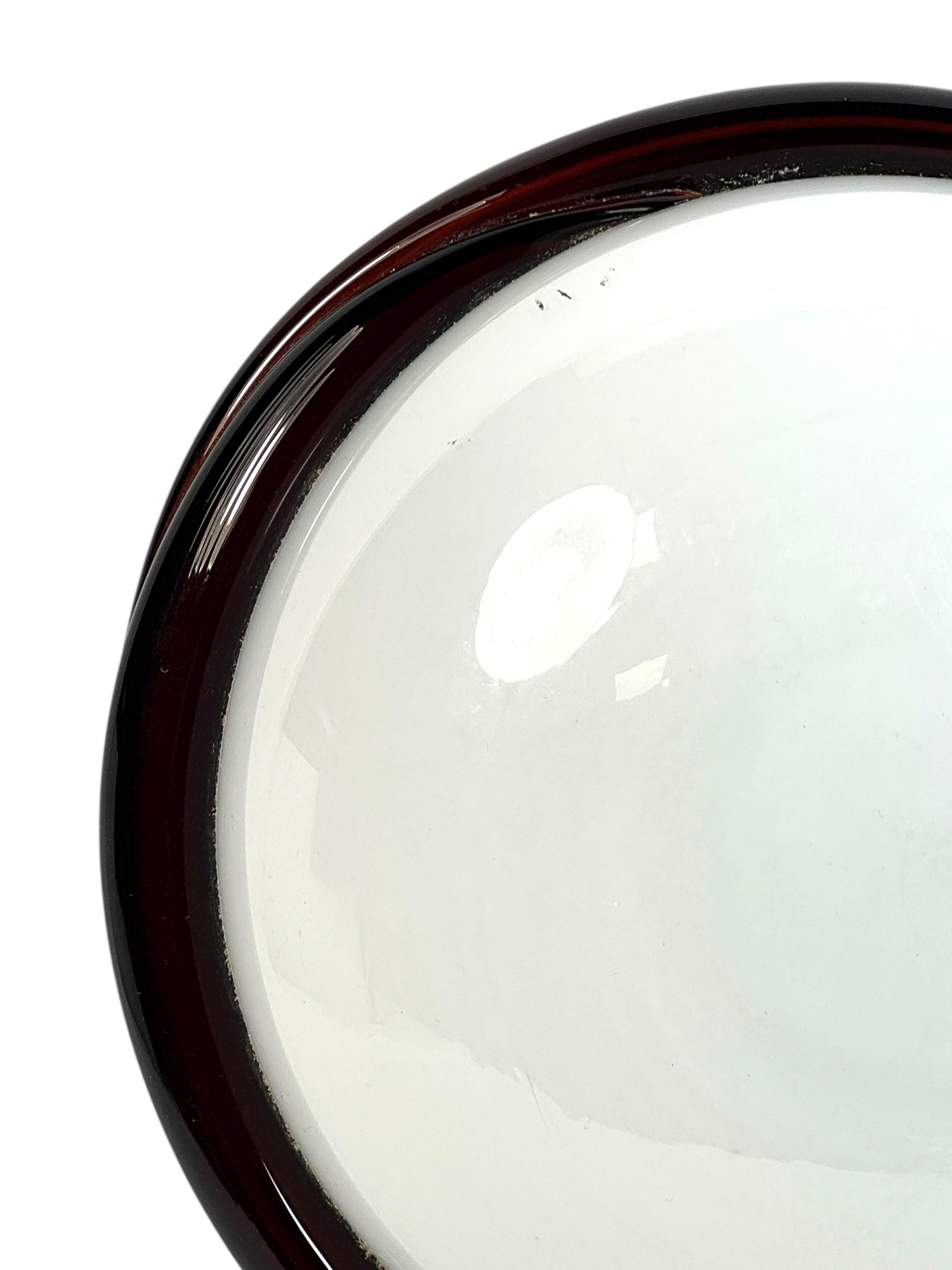 Petite Murano Opalglas & Brown Stripe Flush Mount Made by Itre Italien 1980er im Angebot 5