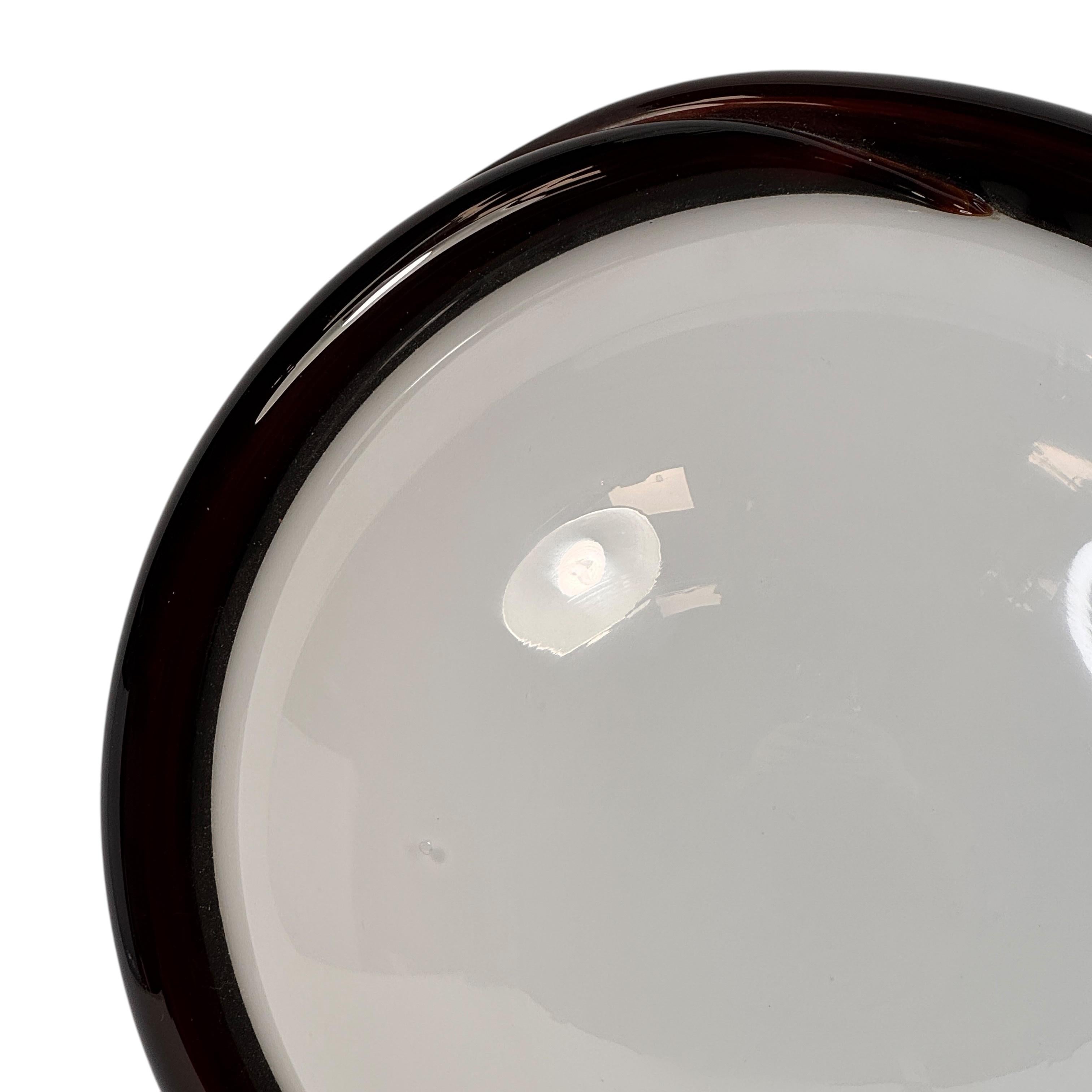 Petite Murano Opaline Glass & Brown Stripe Flush Mount Made by ITRE Italy 1980s in vendita 6