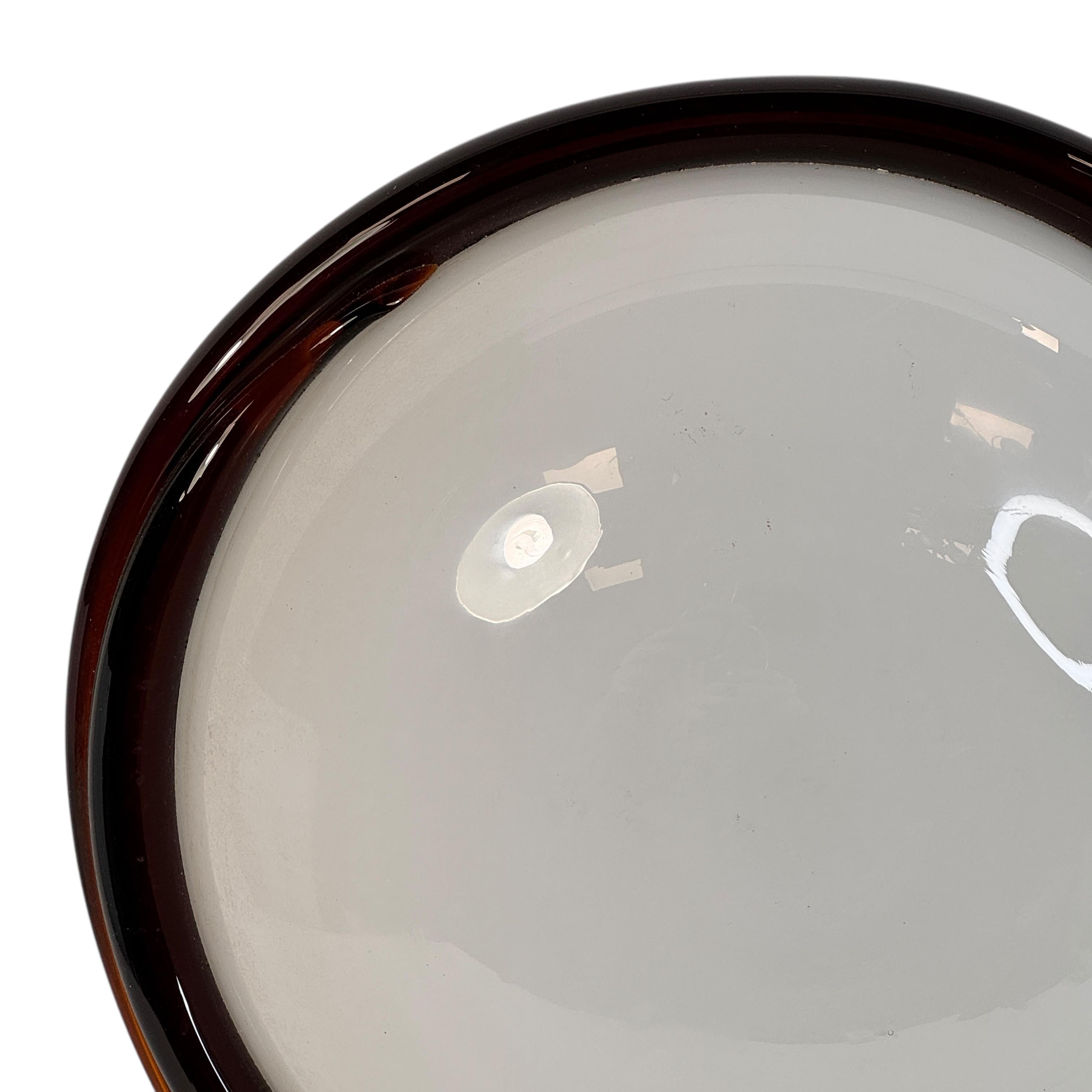 Petite Murano Opaline Glass & Brown Stripe Flush Mount Made by ITRE Italy 1980s in vendita 6