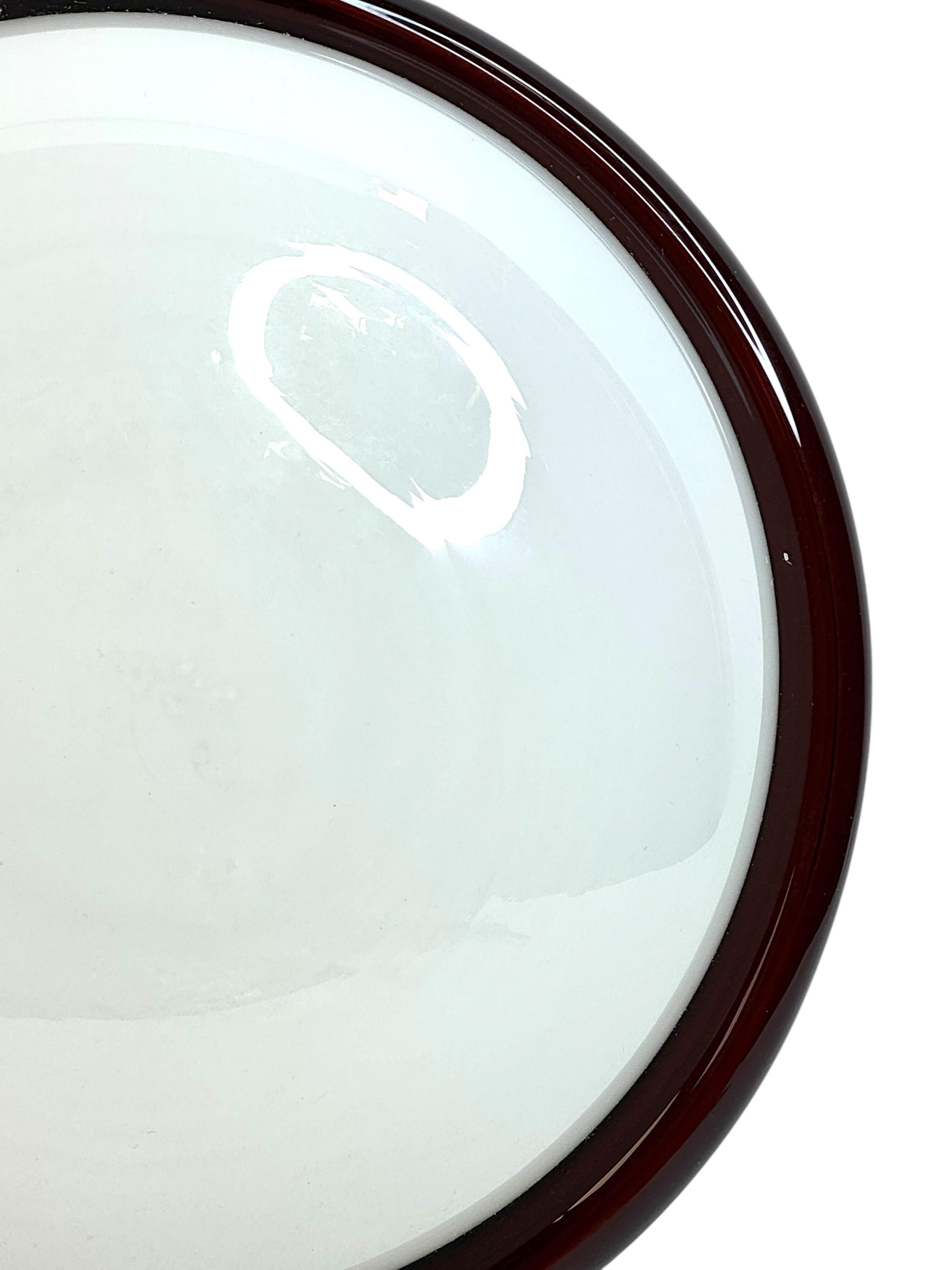 Petite Murano Opalglas & Brown Stripe Flush Mount Made by Itre Italien 1980er im Angebot 6