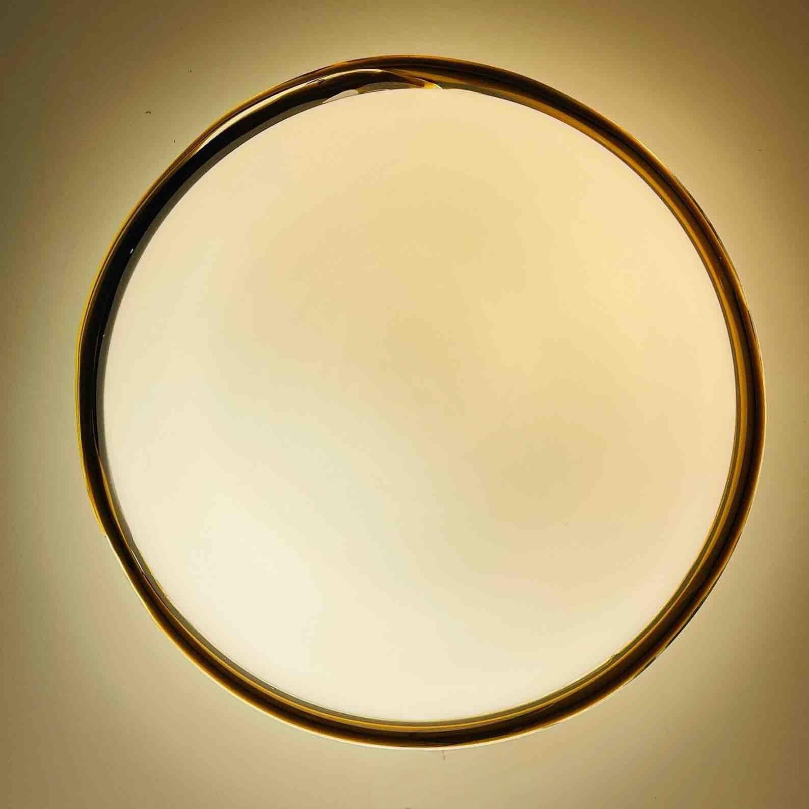 Petite Murano Opaline Glass & Brown Stripe Flush Mount Made by ITRE Italy 1980s in vendita 7