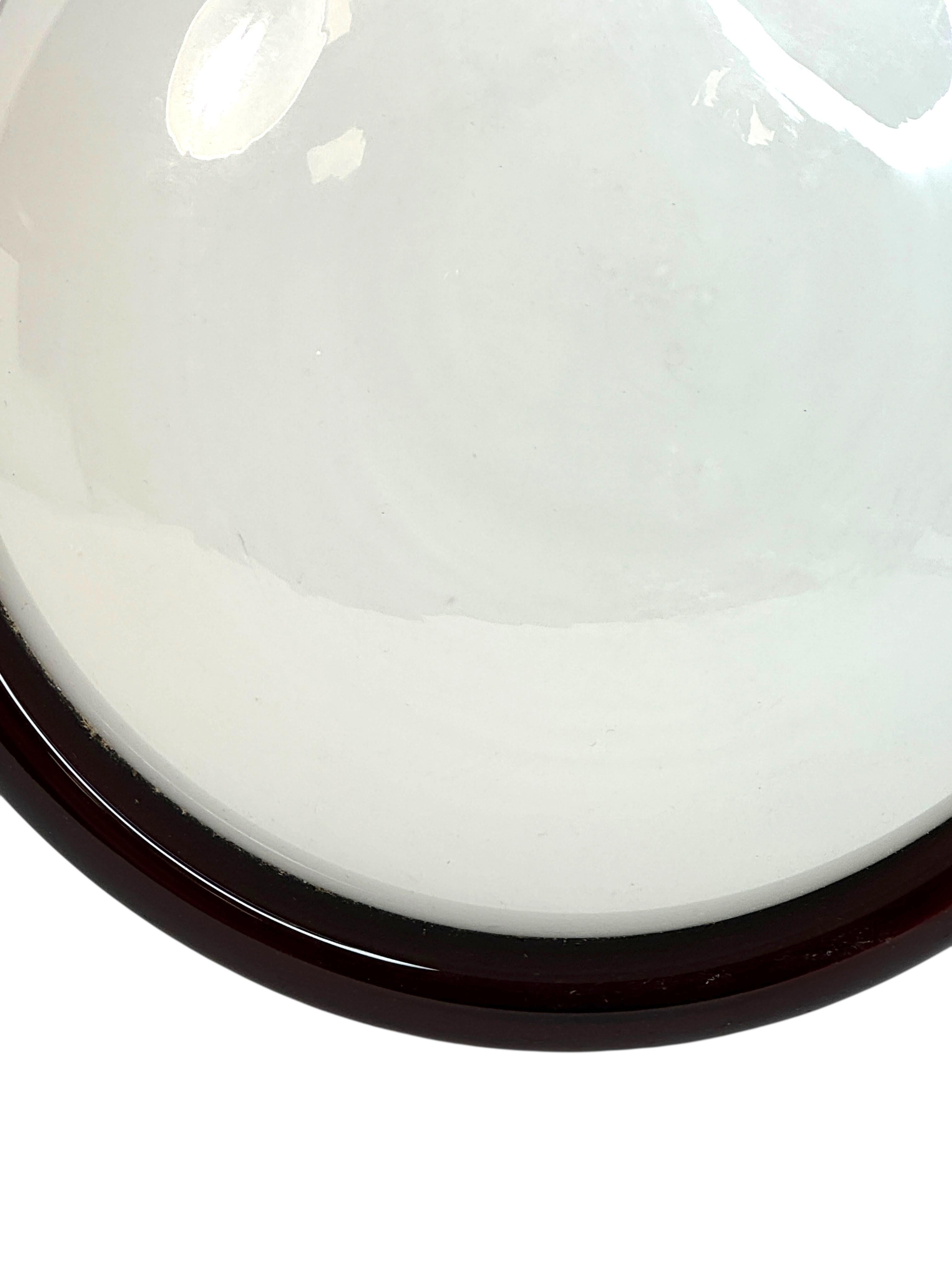 Petite Murano Opalglas & Brown Stripe Flush Mount Made by Itre Italien 1980er im Angebot 7